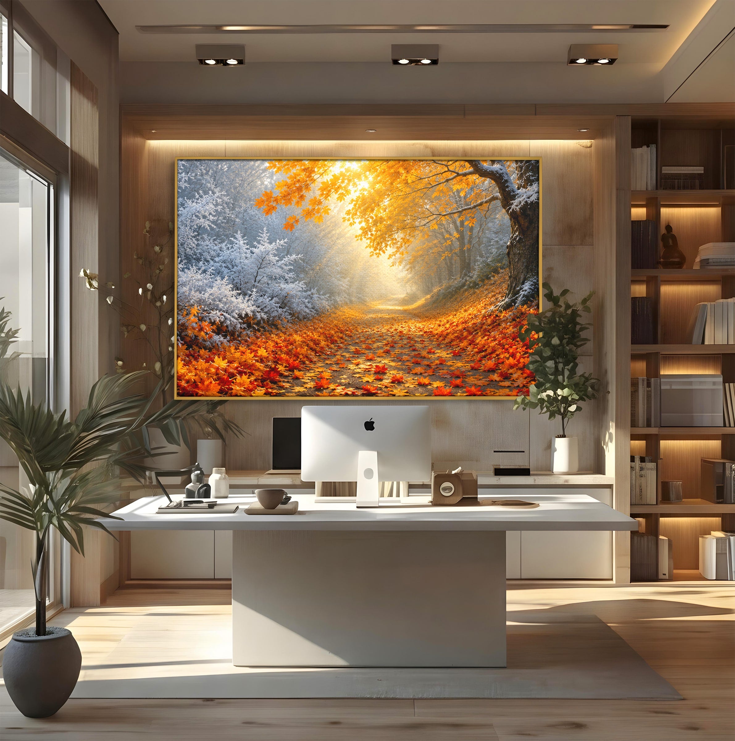 Tablou Canvas Premium LuxCanva® A1686, Aleea De Toamna, Toamna, Padure, Frunze, Natura, Living, Dormitor, Culori Vibrante