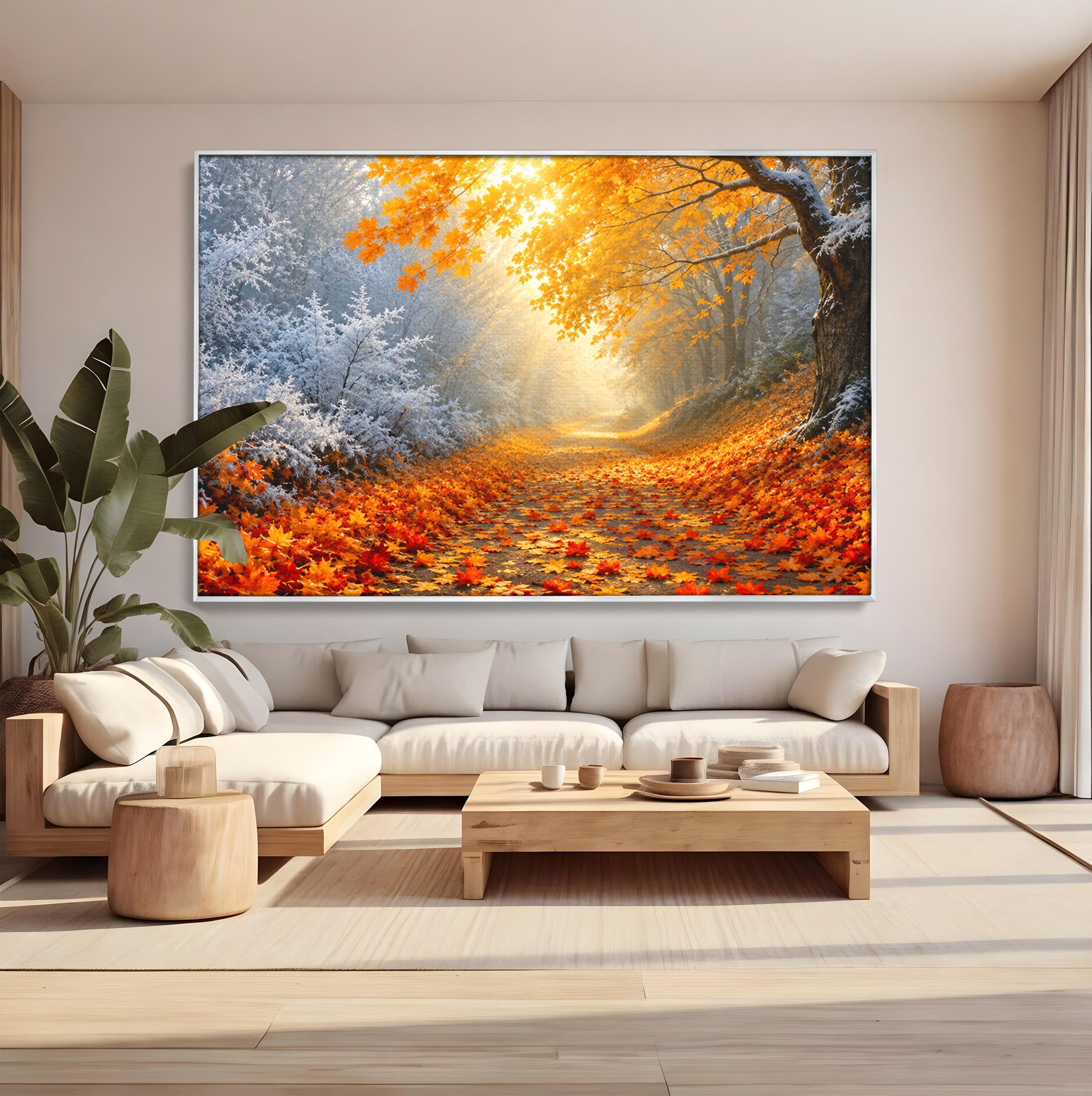 Tablou Canvas Premium LuxCanva® A1686, Aleea De Toamna, Toamna, Padure, Frunze, Natura, Living, Dormitor, Culori Vibrante