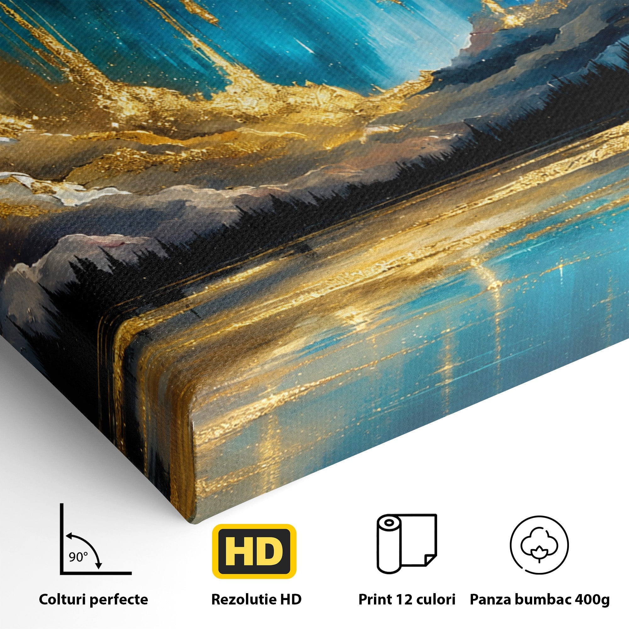 Tablou Canvas Premium LuxCanva® A1687, Cascada De Stele, Stele, Cer, Peisaj, Noapte, Living, Culori Vibrante