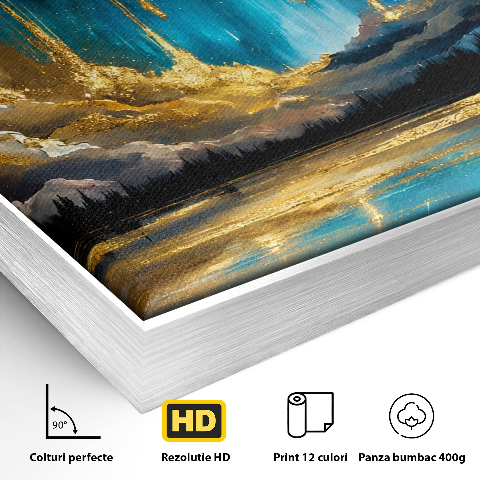Tablou Canvas Premium LuxCanva® A1687, Cascada De Stele, Stele, Cer, Peisaj, Noapte, Living, Culori Vibrante