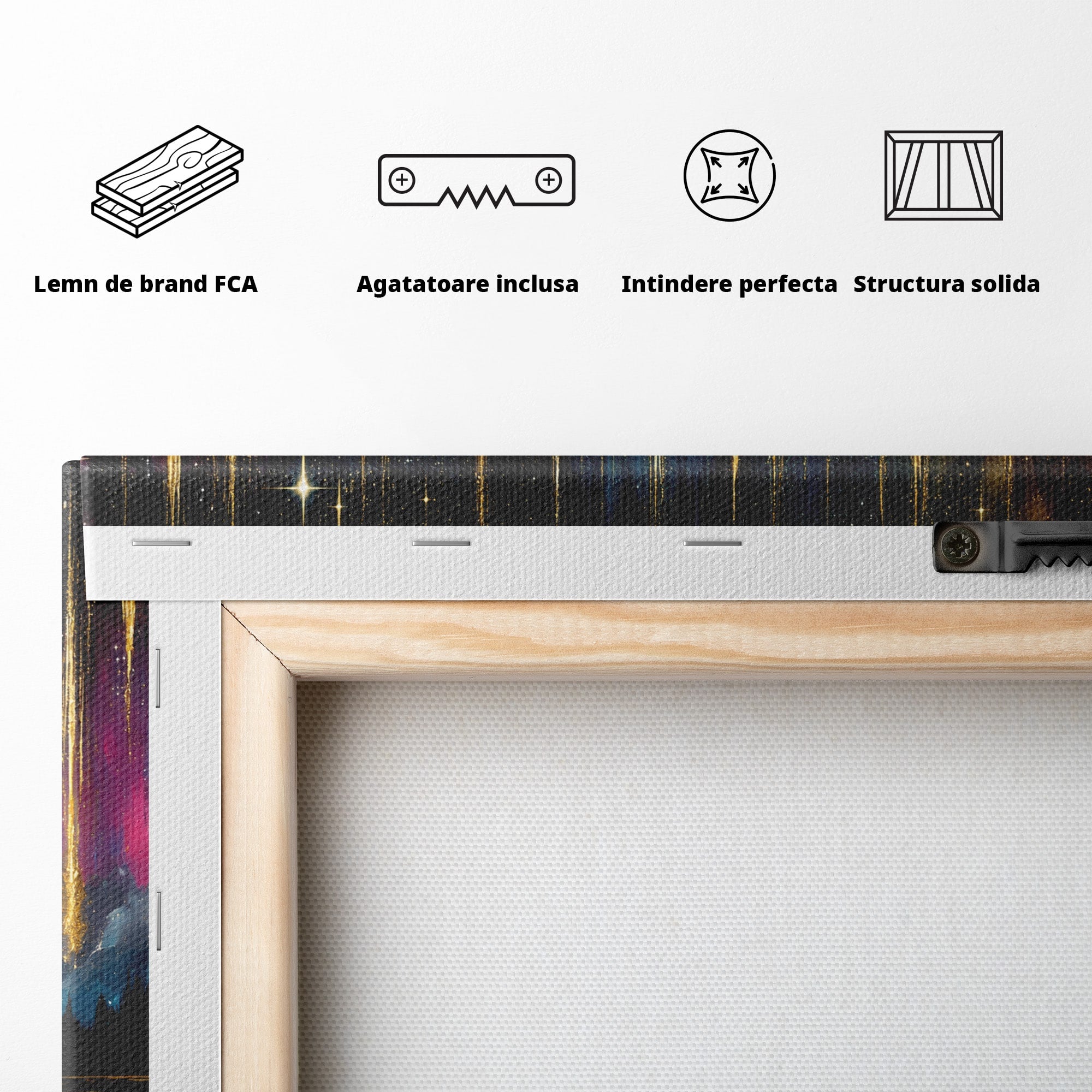 Tablou Canvas Premium LuxCanva® A1687, Cascada De Stele, Stele, Cer, Peisaj, Noapte, Living, Culori Vibrante