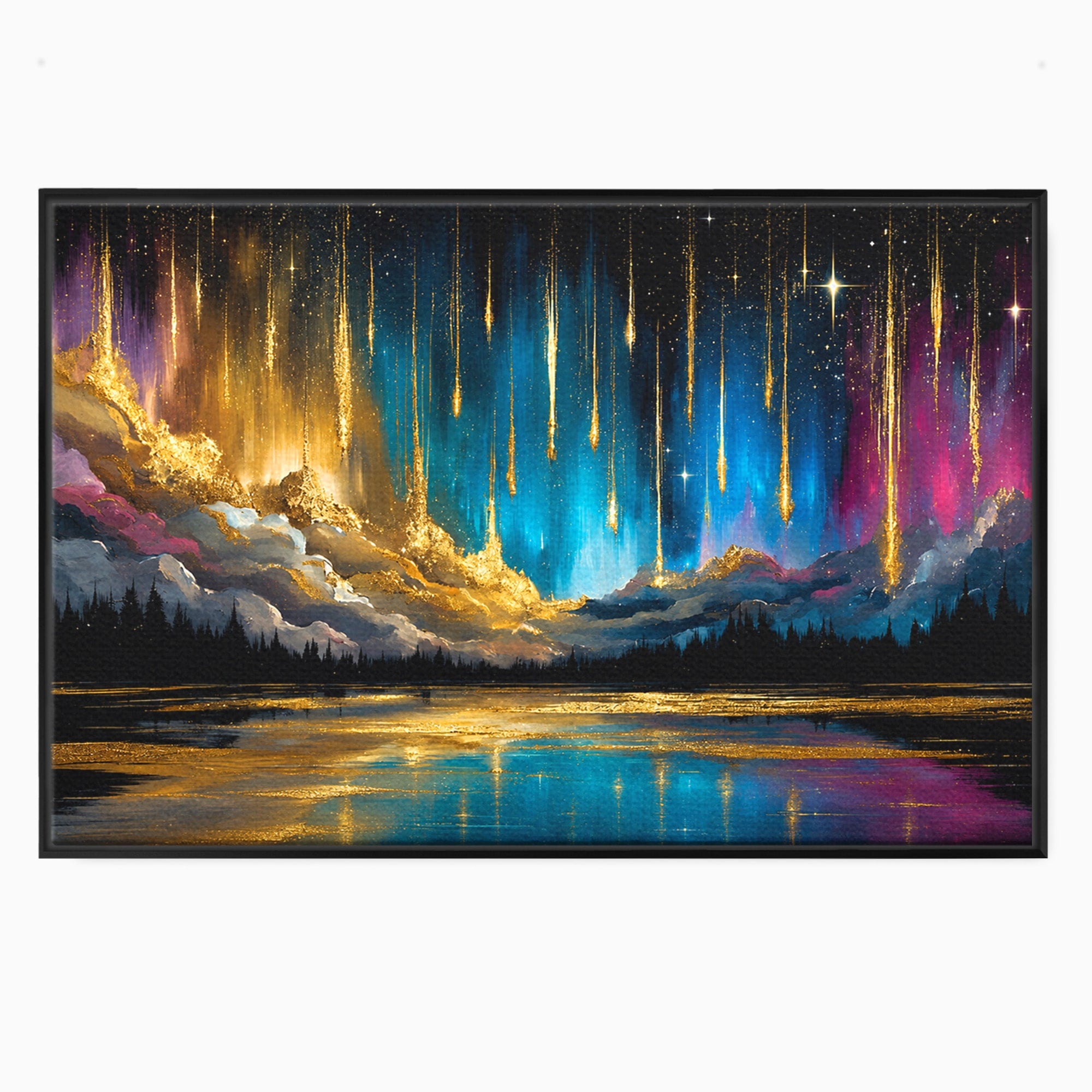 Tablou Canvas Premium LuxCanva® A1687, Cascada De Stele, Stele, Cer, Peisaj, Noapte, Living, Culori Vibrante