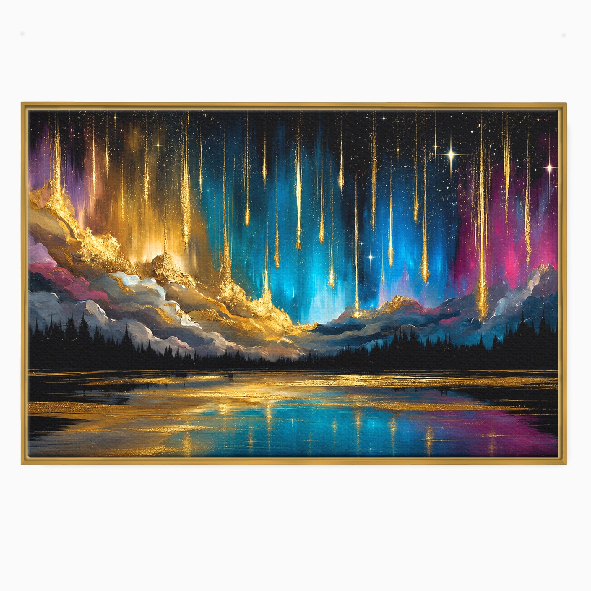 Tablou Canvas Premium LuxCanva® A1687, Cascada De Stele, Stele, Cer, Peisaj, Noapte, Living, Culori Vibrante