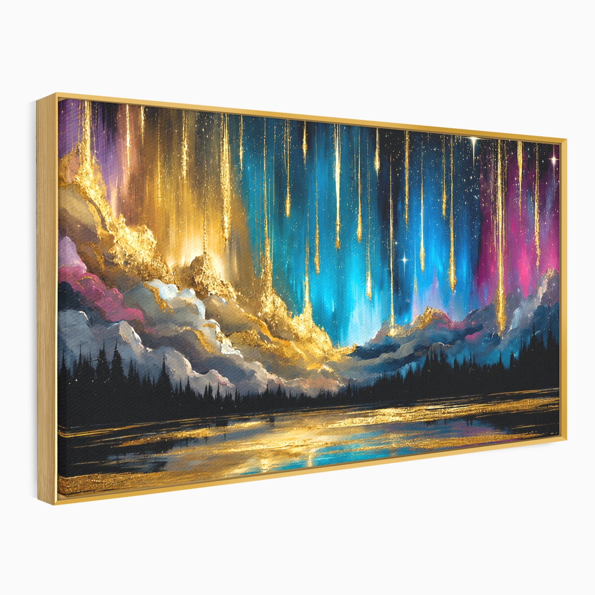 Tablou Canvas Premium LuxCanva® A1687, Cascada De Stele, Stele, Cer, Peisaj, Noapte, Living, Culori Vibrante
