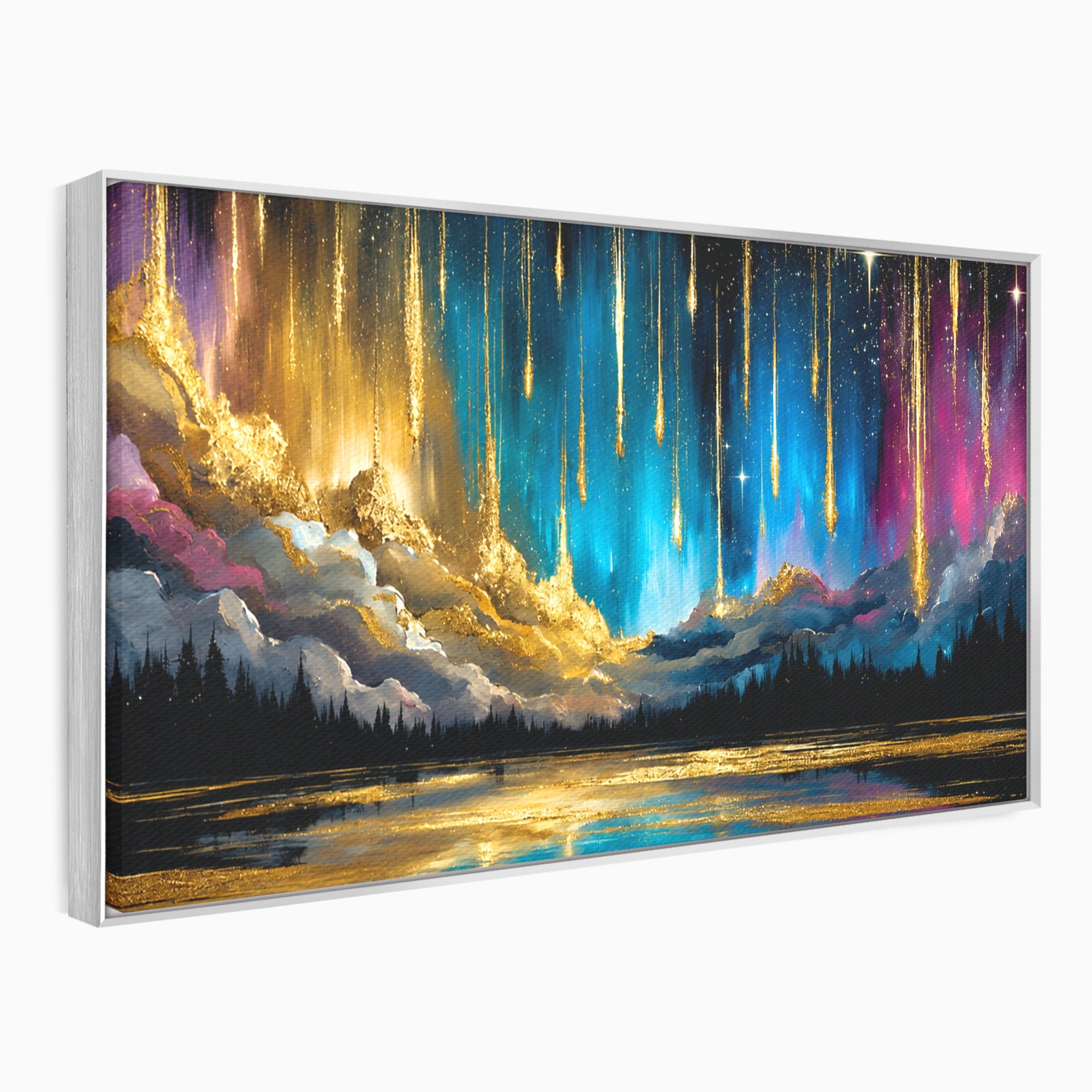 Tablou Canvas Premium LuxCanva® A1687, Cascada De Stele, Stele, Cer, Peisaj, Noapte, Living, Culori Vibrante