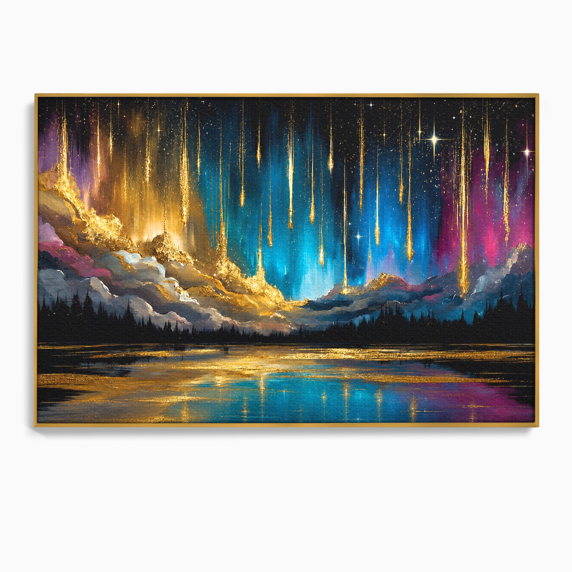 Tablou Canvas Premium LuxCanva® A1687, Cascada De Stele, Stele, Cer, Peisaj, Noapte, Living, Culori Vibrante
