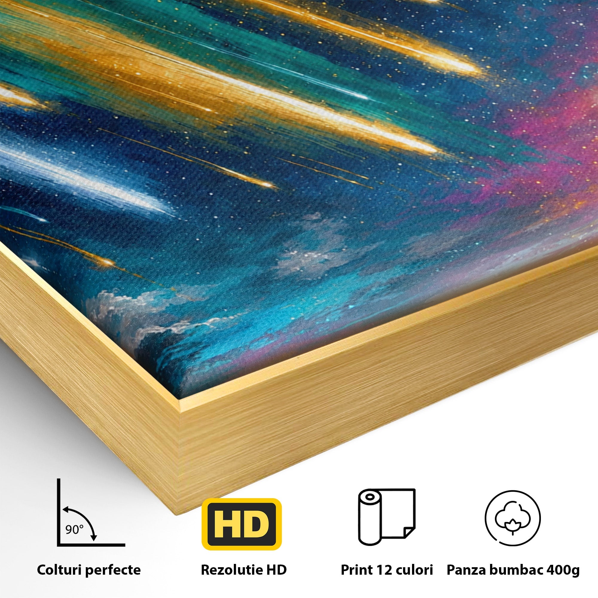 Tablou Canvas Premium LuxCanva® A1688, Ploua Cu Stele Cazatoare, Stele Cazatoare, Cer Instelat, Peisaj Nocturn, Mister, Living, Culori Vibrante