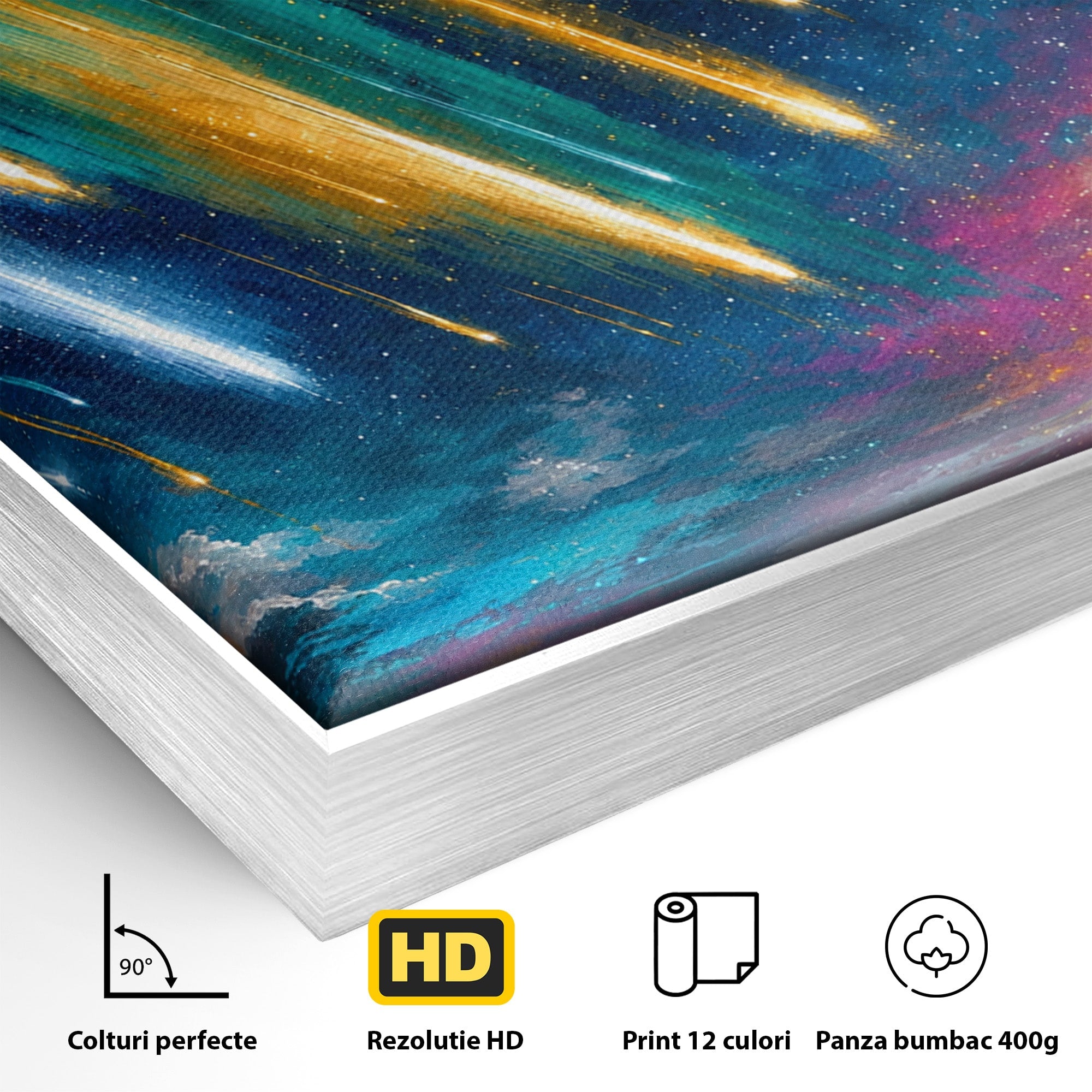 Tablou Canvas Premium LuxCanva® A1688, Ploua Cu Stele Cazatoare, Stele Cazatoare, Cer Instelat, Peisaj Nocturn, Mister, Living, Culori Vibrante
