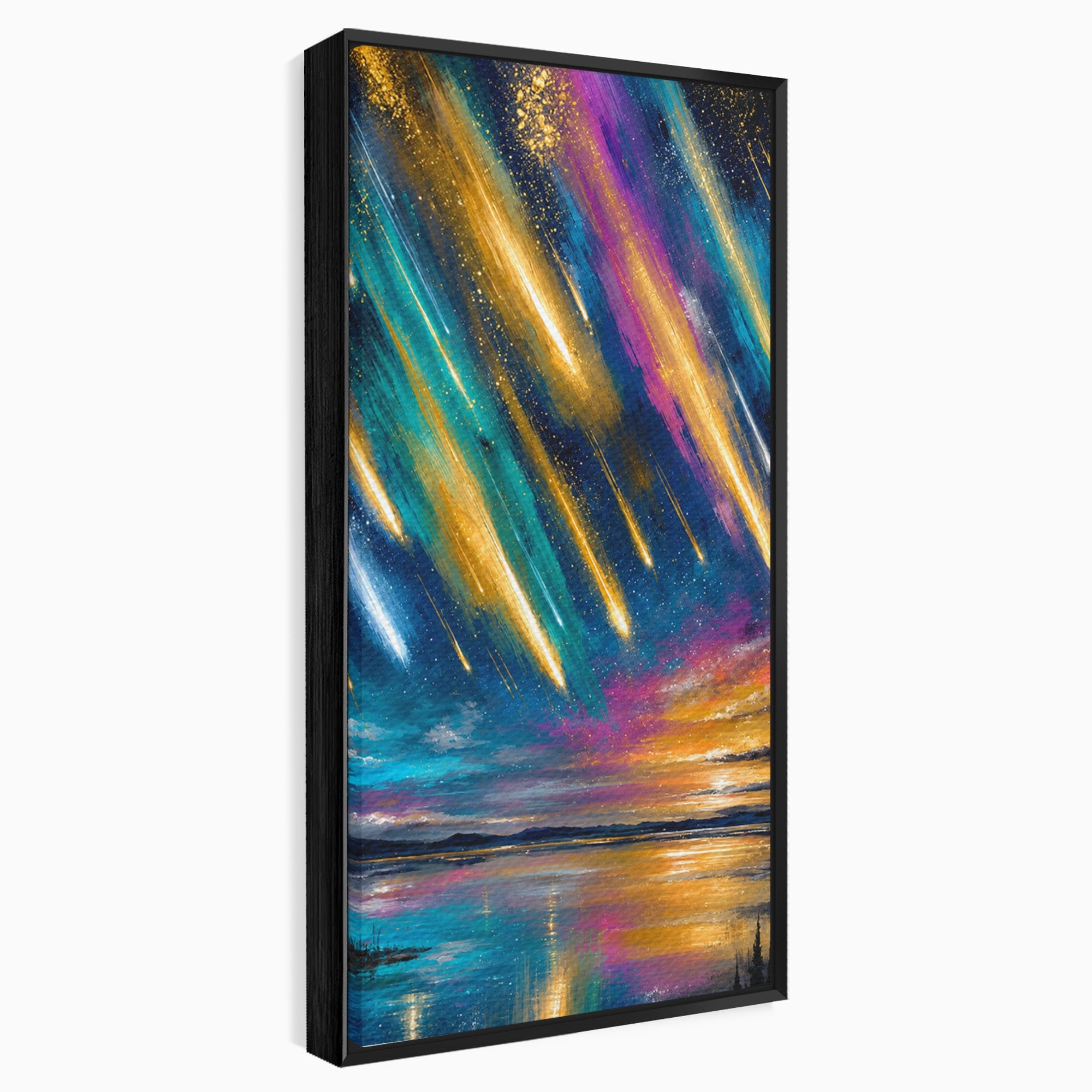 Tablou Canvas Premium LuxCanva® A1688, Ploua Cu Stele Cazatoare, Stele Cazatoare, Cer Instelat, Peisaj Nocturn, Mister, Living, Culori Vibrante
