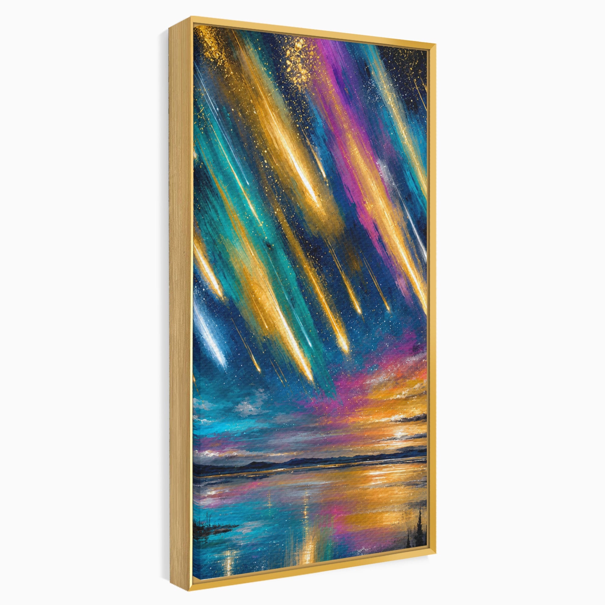 Tablou Canvas Premium LuxCanva® A1688, Ploua Cu Stele Cazatoare, Stele Cazatoare, Cer Instelat, Peisaj Nocturn, Mister, Living, Culori Vibrante