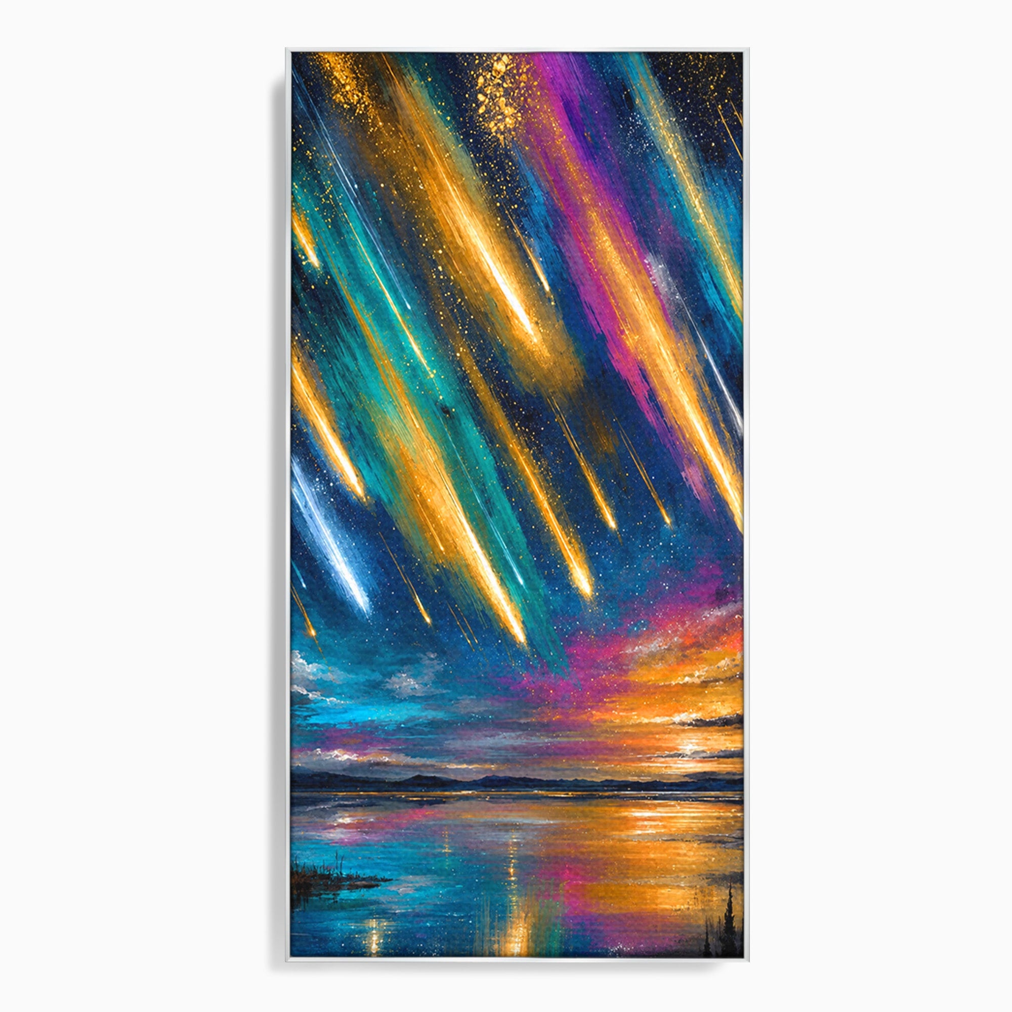 Tablou Canvas Premium LuxCanva® A1688, Ploua Cu Stele Cazatoare, Stele Cazatoare, Cer Instelat, Peisaj Nocturn, Mister, Living, Culori Vibrante