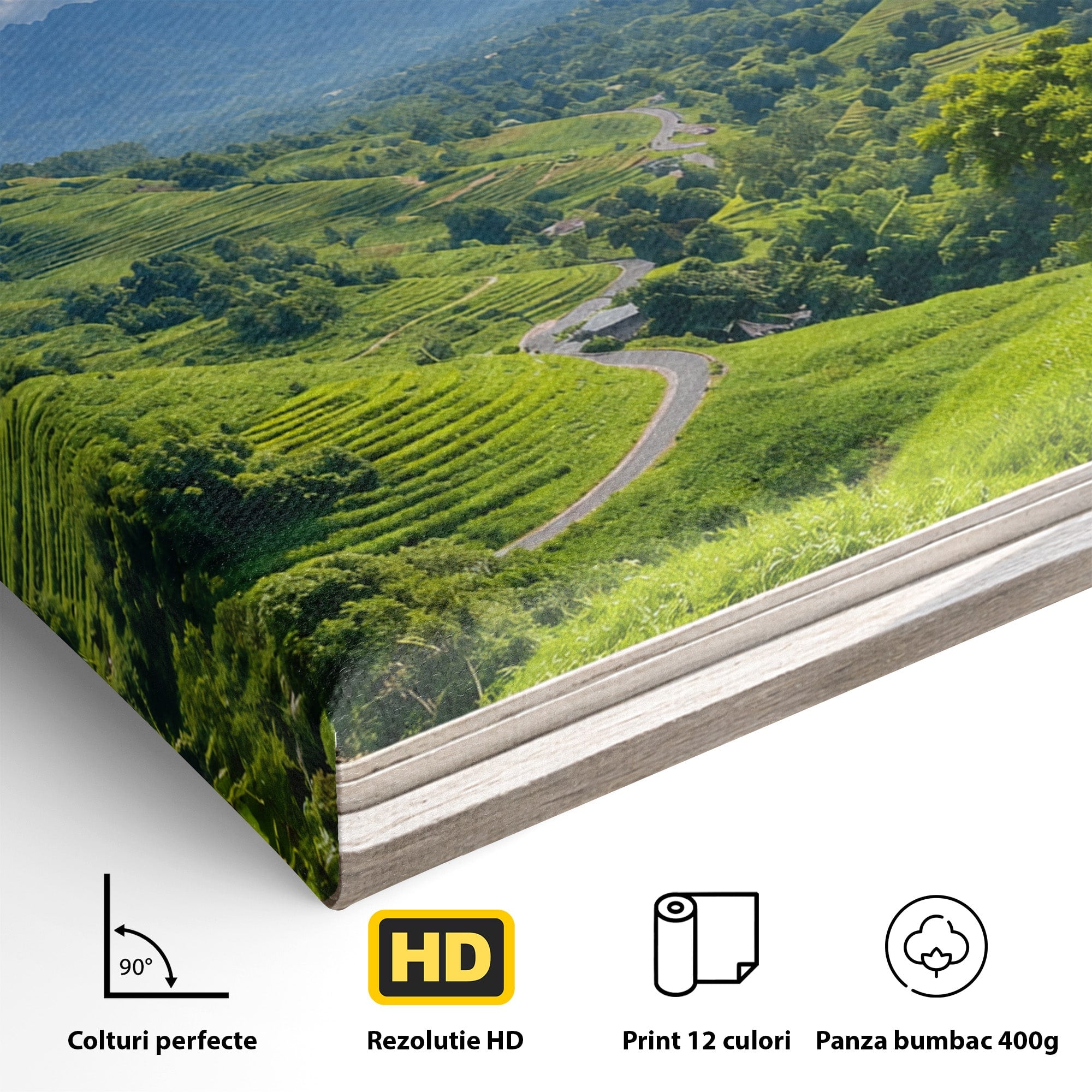 Tablou Canvas Premium LuxCanva® A1689, Priveliște Montană Din Fereastră, Peisaj, Munti, Fereastra, Natura, Living, Culori Vibrante