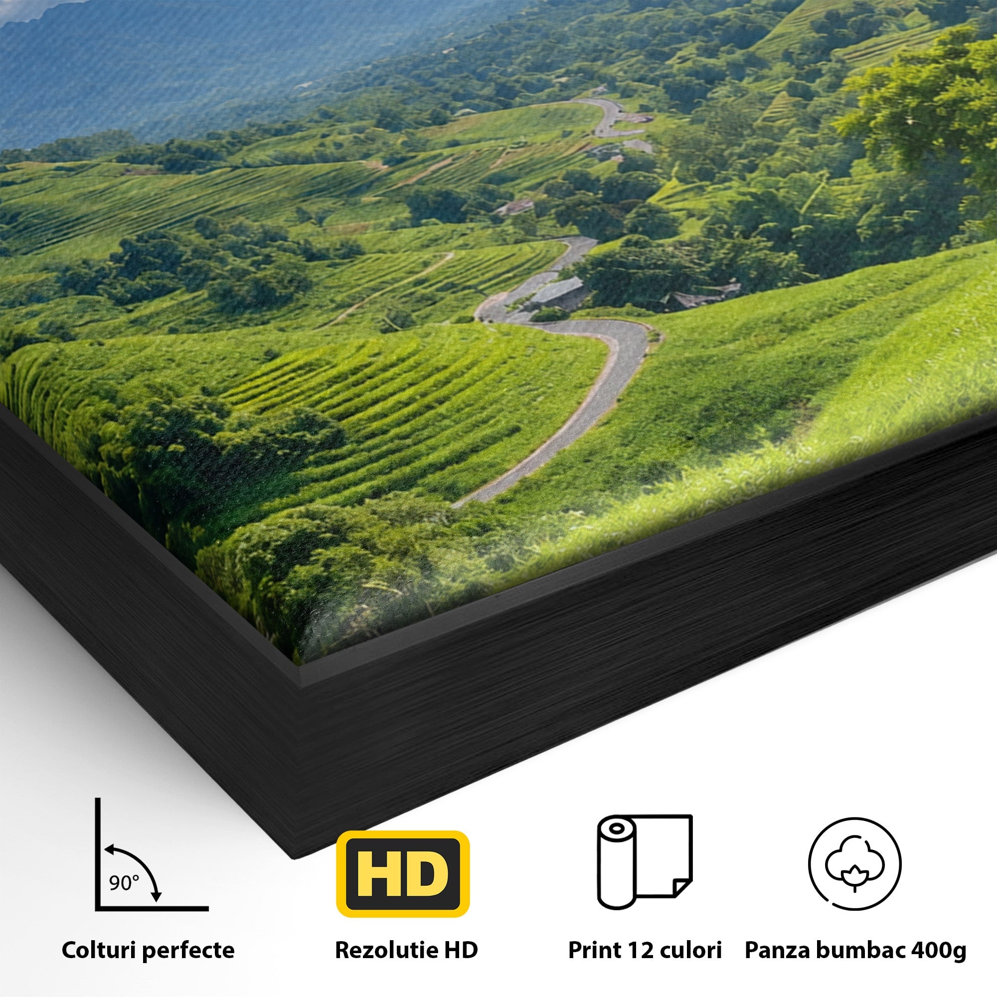 Tablou Canvas Premium LuxCanva® A1689, Priveliște Montană Din Fereastră, Peisaj, Munti, Fereastra, Natura, Living, Culori Vibrante