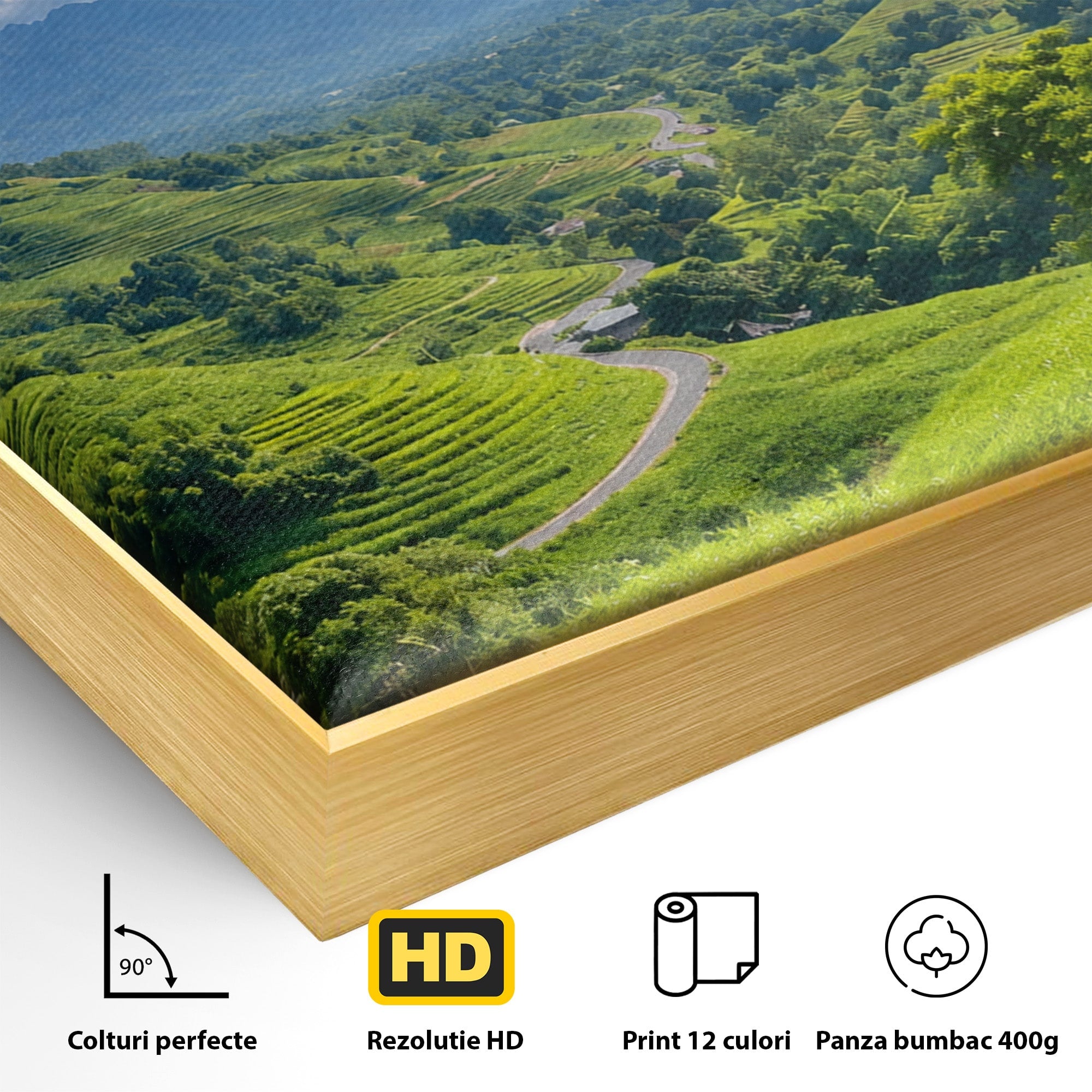 Tablou Canvas Premium LuxCanva® A1689, Priveliște Montană Din Fereastră, Peisaj, Munti, Fereastra, Natura, Living, Culori Vibrante