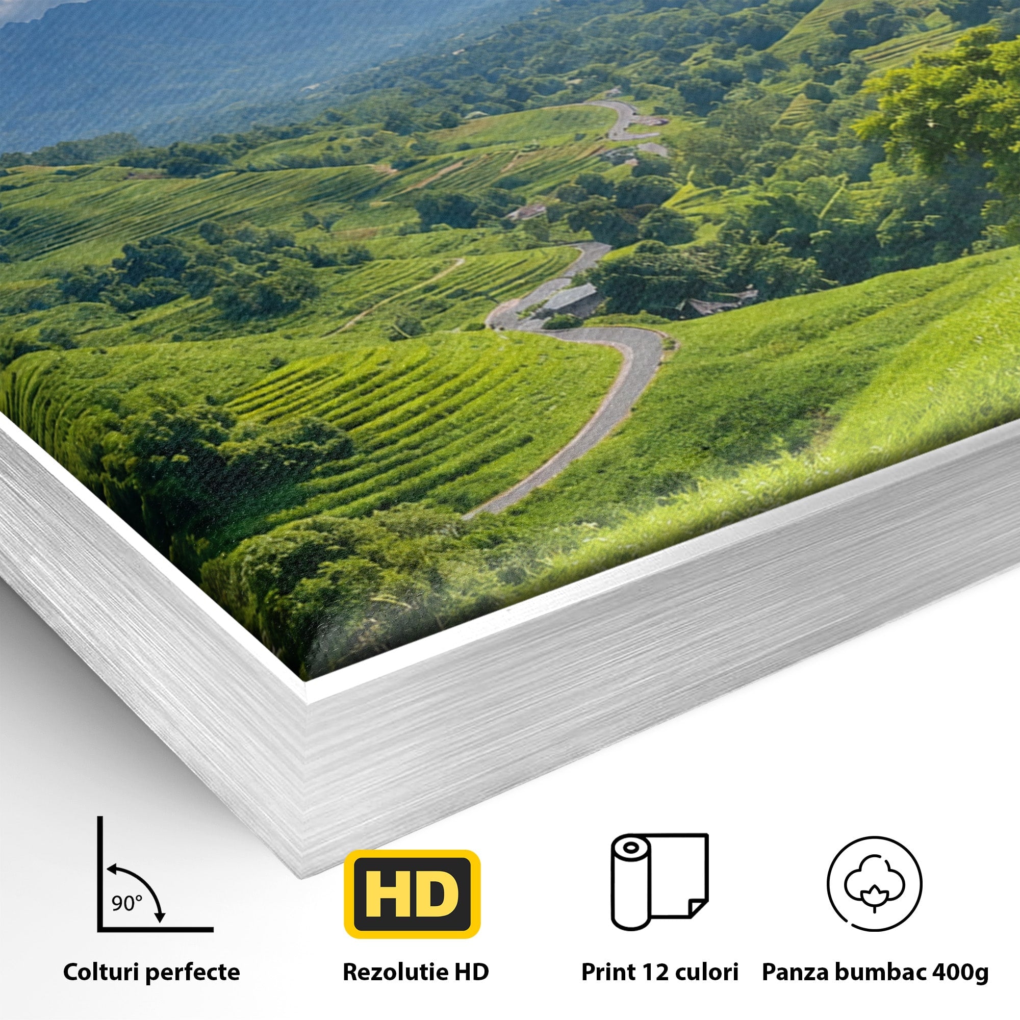 Tablou Canvas Premium LuxCanva® A1689, Priveliște Montană Din Fereastră, Peisaj, Munti, Fereastra, Natura, Living, Culori Vibrante