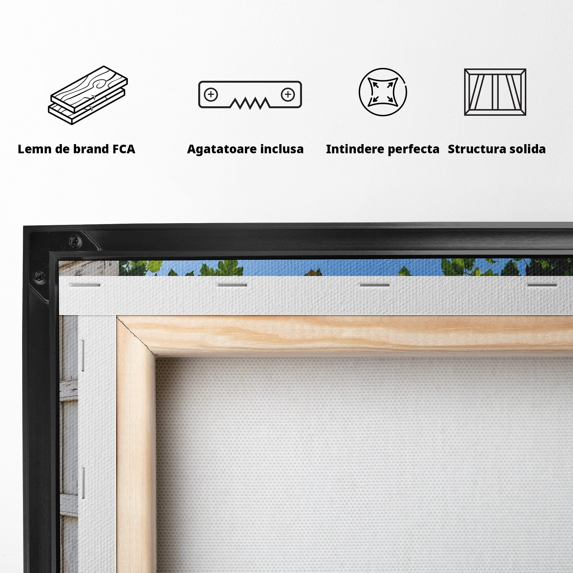Tablou Canvas Premium LuxCanva® A1689, Priveliște Montană Din Fereastră, Peisaj, Munti, Fereastra, Natura, Living, Culori Vibrante