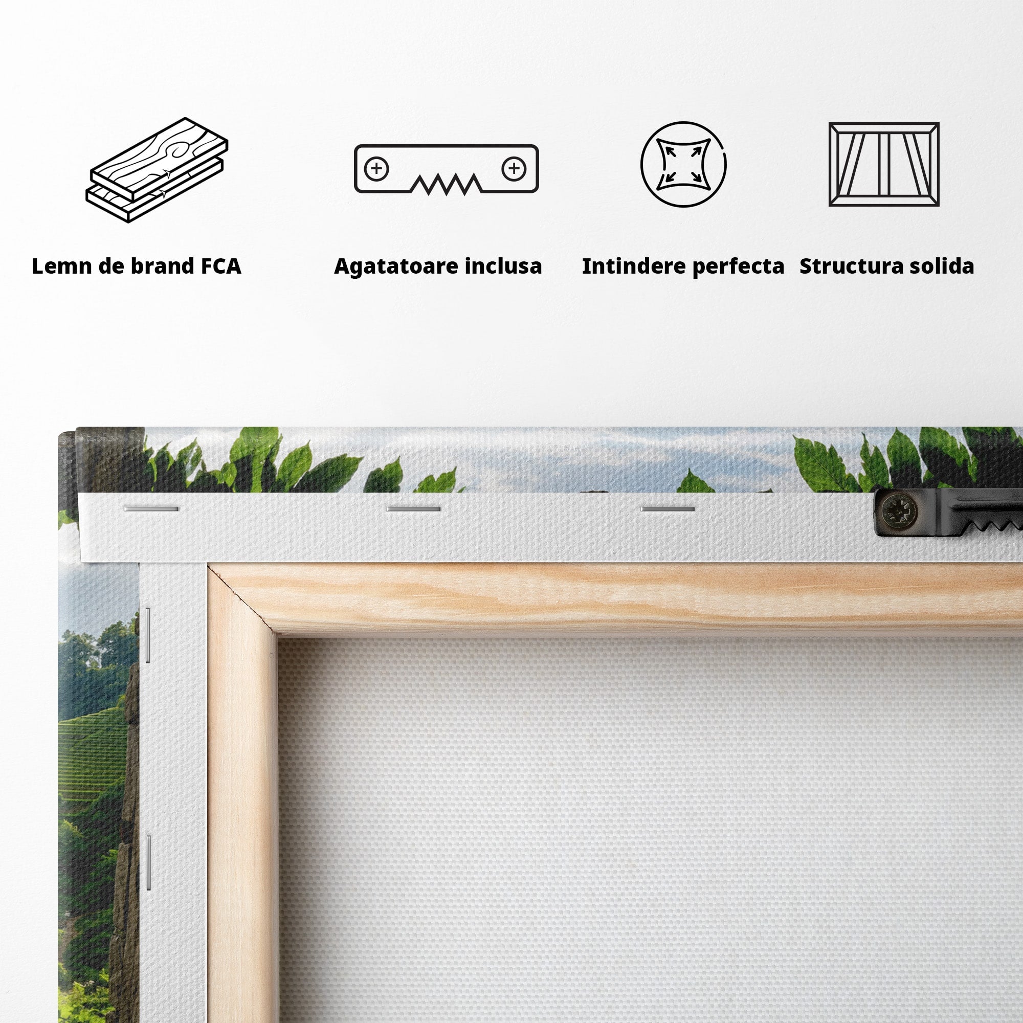 Tablou Canvas Premium LuxCanva® A1690, Terase Verzi Montane, Peisaj, Natura, Terase, Munti, Living, Dormitor, Culori Vibrante