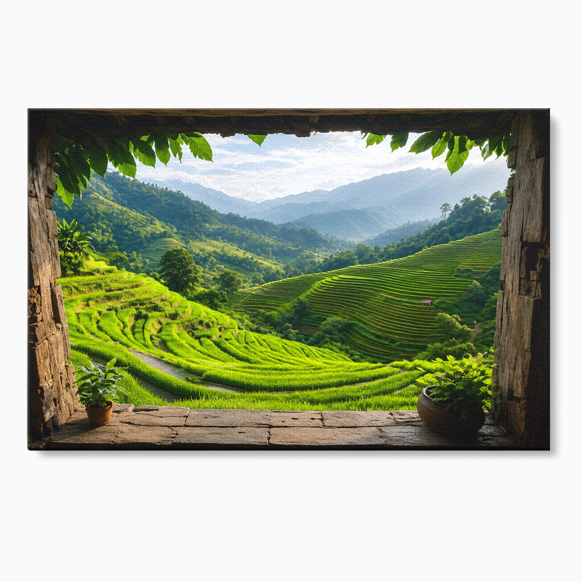 Tablou Canvas Premium LuxCanva® A1690, Terase Verzi Montane, Peisaj, Natura, Terase, Munti, Living, Dormitor, Culori Vibrante