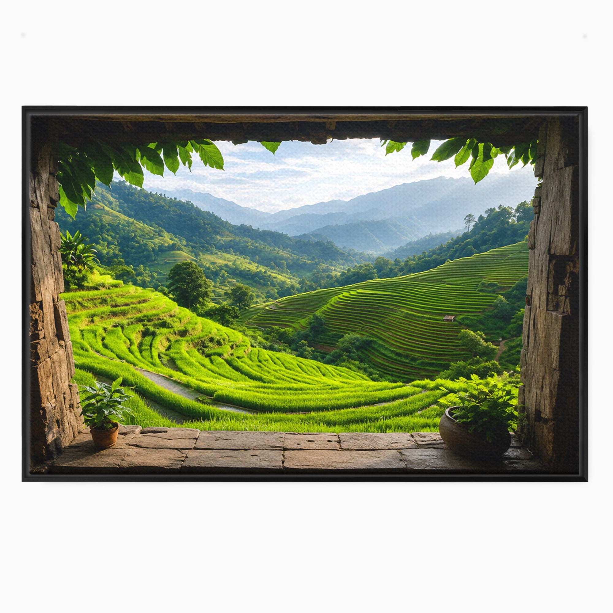 Tablou Canvas Premium LuxCanva® A1690, Terase Verzi Montane, Peisaj, Natura, Terase, Munti, Living, Dormitor, Culori Vibrante