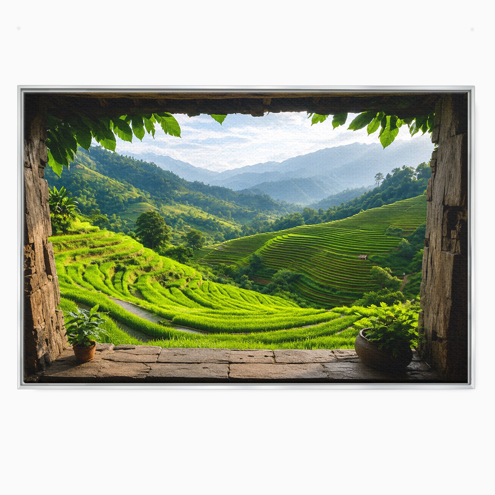 Tablou Canvas Premium LuxCanva® A1690, Terase Verzi Montane, Peisaj, Natura, Terase, Munti, Living, Dormitor, Culori Vibrante
