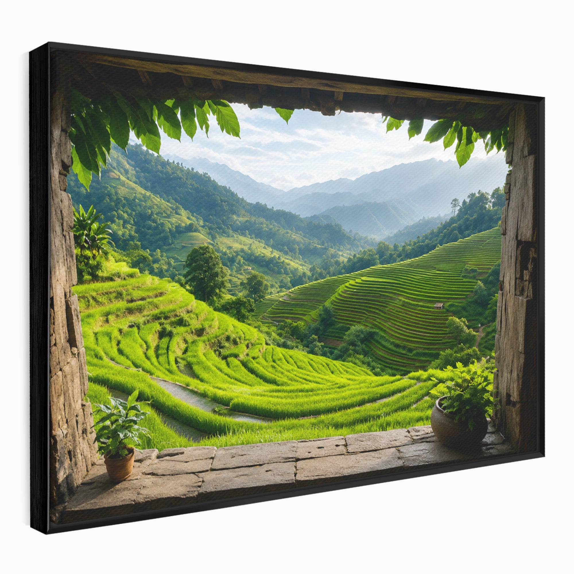 Tablou Canvas Premium LuxCanva® A1690, Terase Verzi Montane, Peisaj, Natura, Terase, Munti, Living, Dormitor, Culori Vibrante
