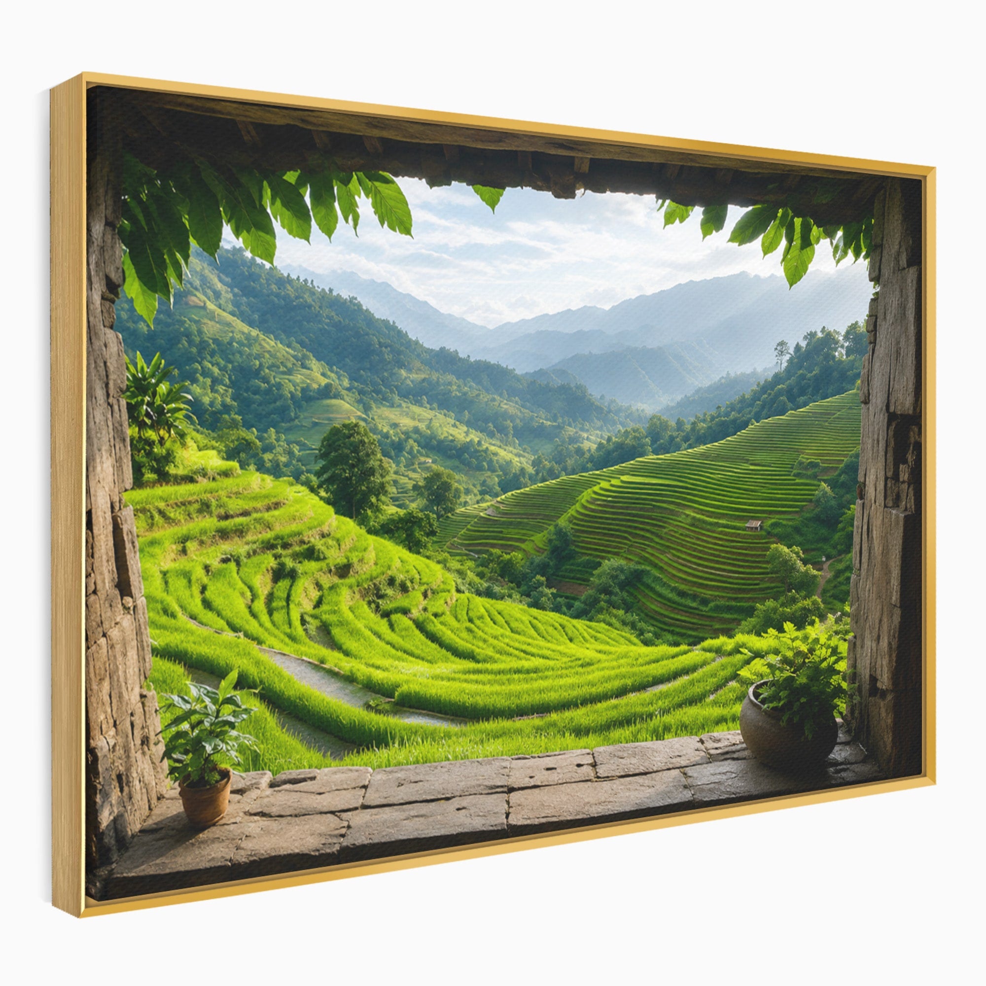 Tablou Canvas Premium LuxCanva® A1690, Terase Verzi Montane, Peisaj, Natura, Terase, Munti, Living, Dormitor, Culori Vibrante