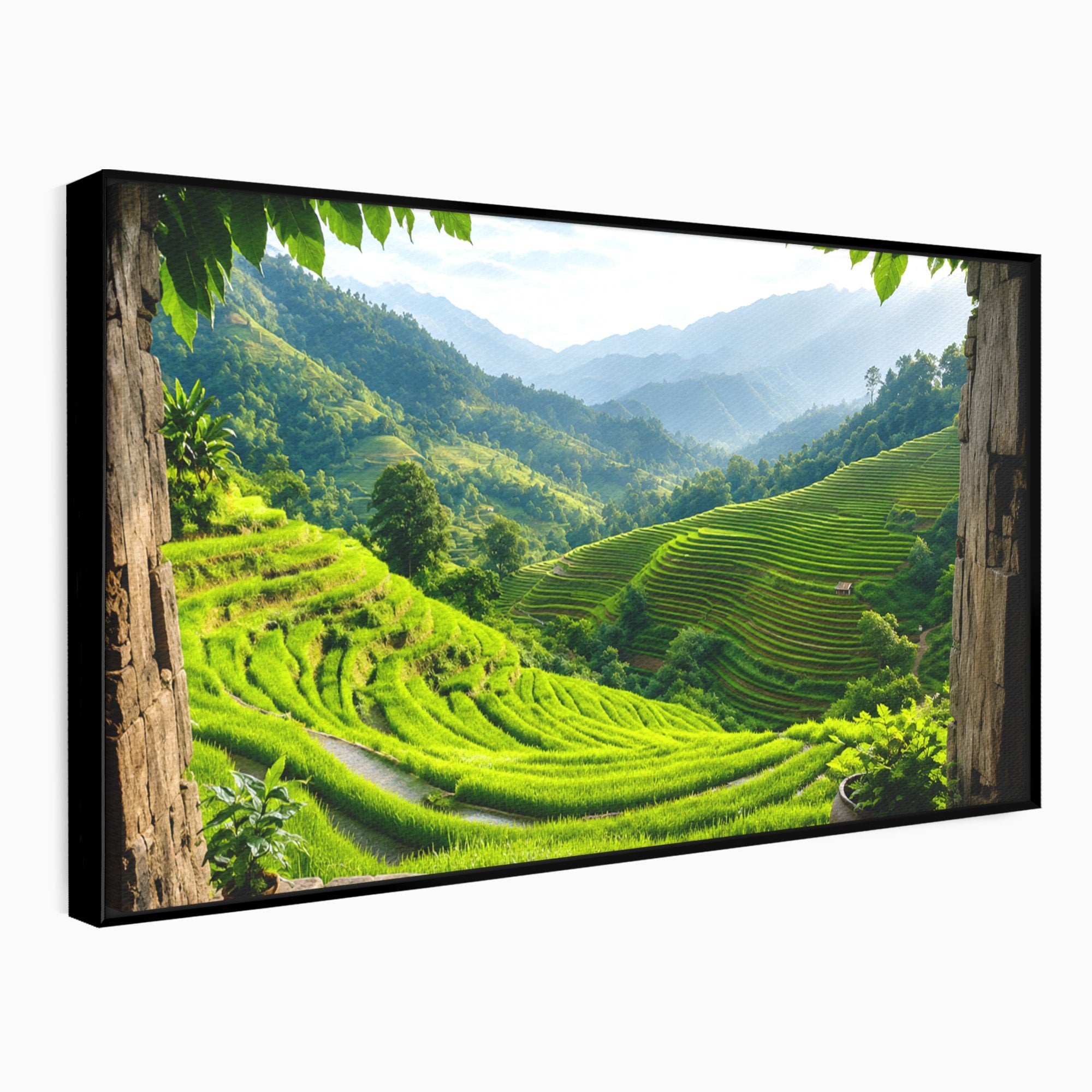 Tablou Canvas Premium LuxCanva® A1690, Terase Verzi Montane, Peisaj, Natura, Terase, Munti, Living, Dormitor, Culori Vibrante