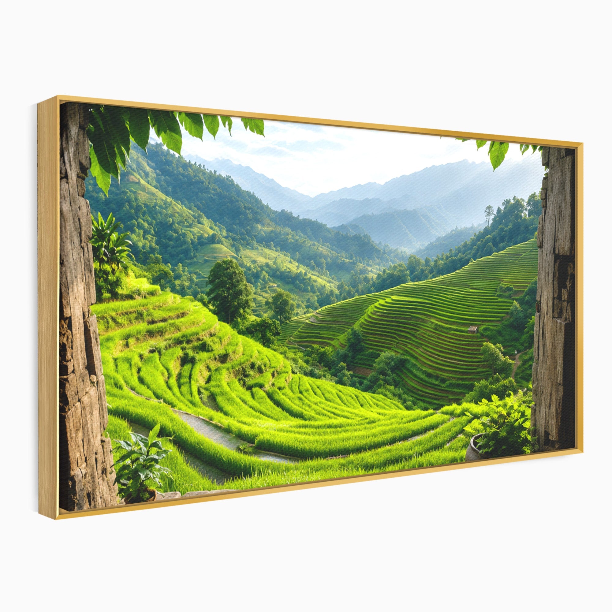 Tablou Canvas Premium LuxCanva® A1690, Terase Verzi Montane, Peisaj, Natura, Terase, Munti, Living, Dormitor, Culori Vibrante