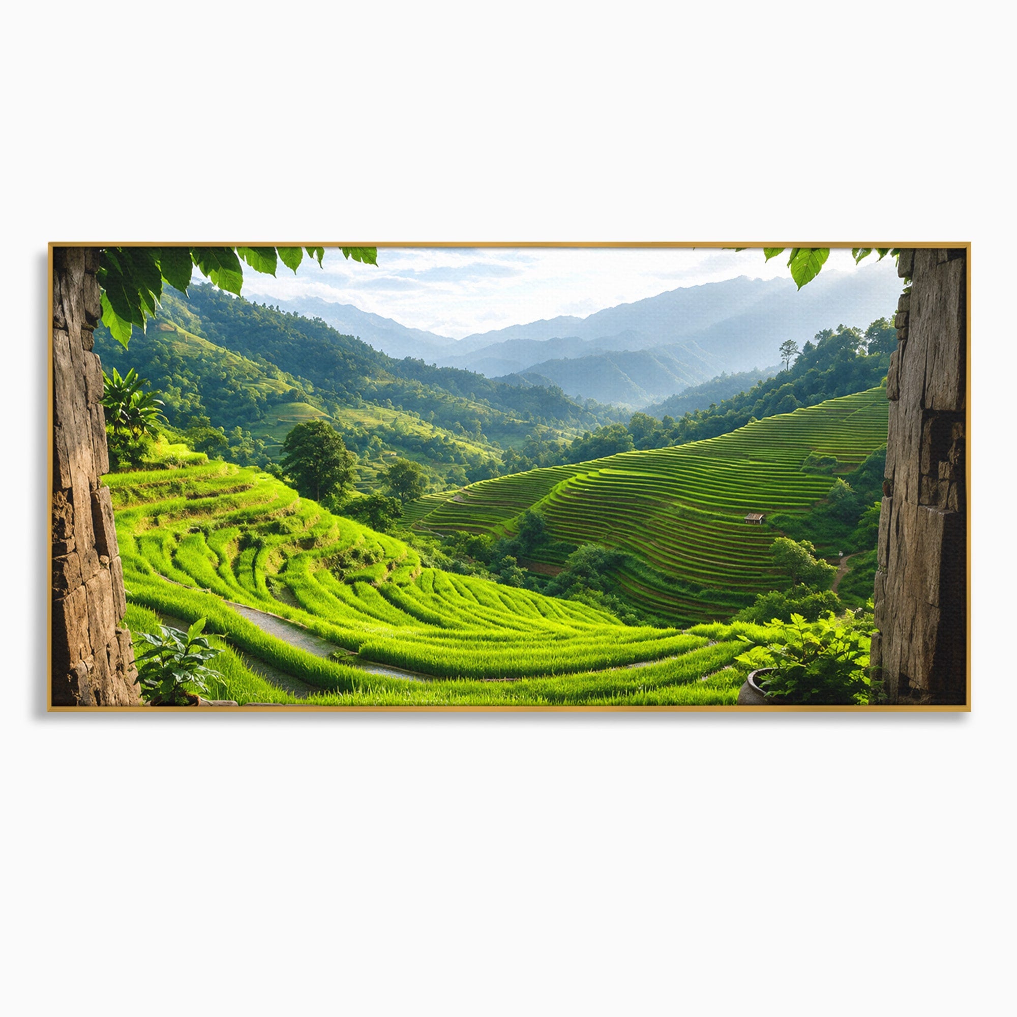Tablou Canvas Premium LuxCanva® A1690, Terase Verzi Montane, Peisaj, Natura, Terase, Munti, Living, Dormitor, Culori Vibrante