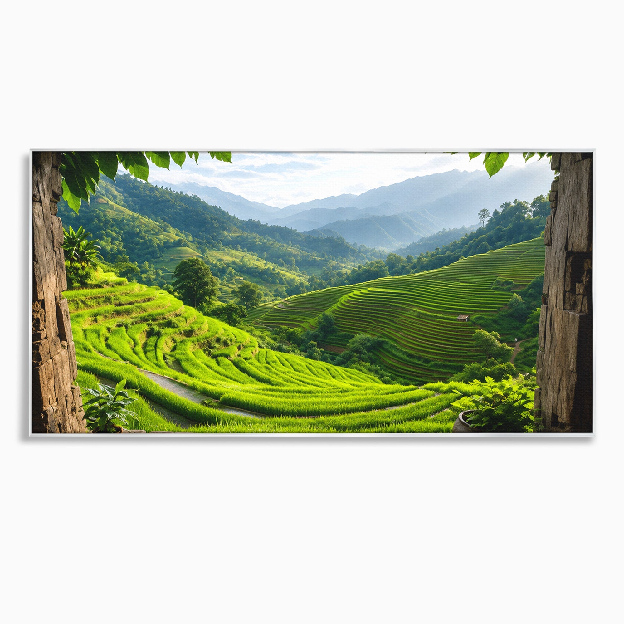 Tablou Canvas Premium LuxCanva® A1690, Terase Verzi Montane, Peisaj, Natura, Terase, Munti, Living, Dormitor, Culori Vibrante