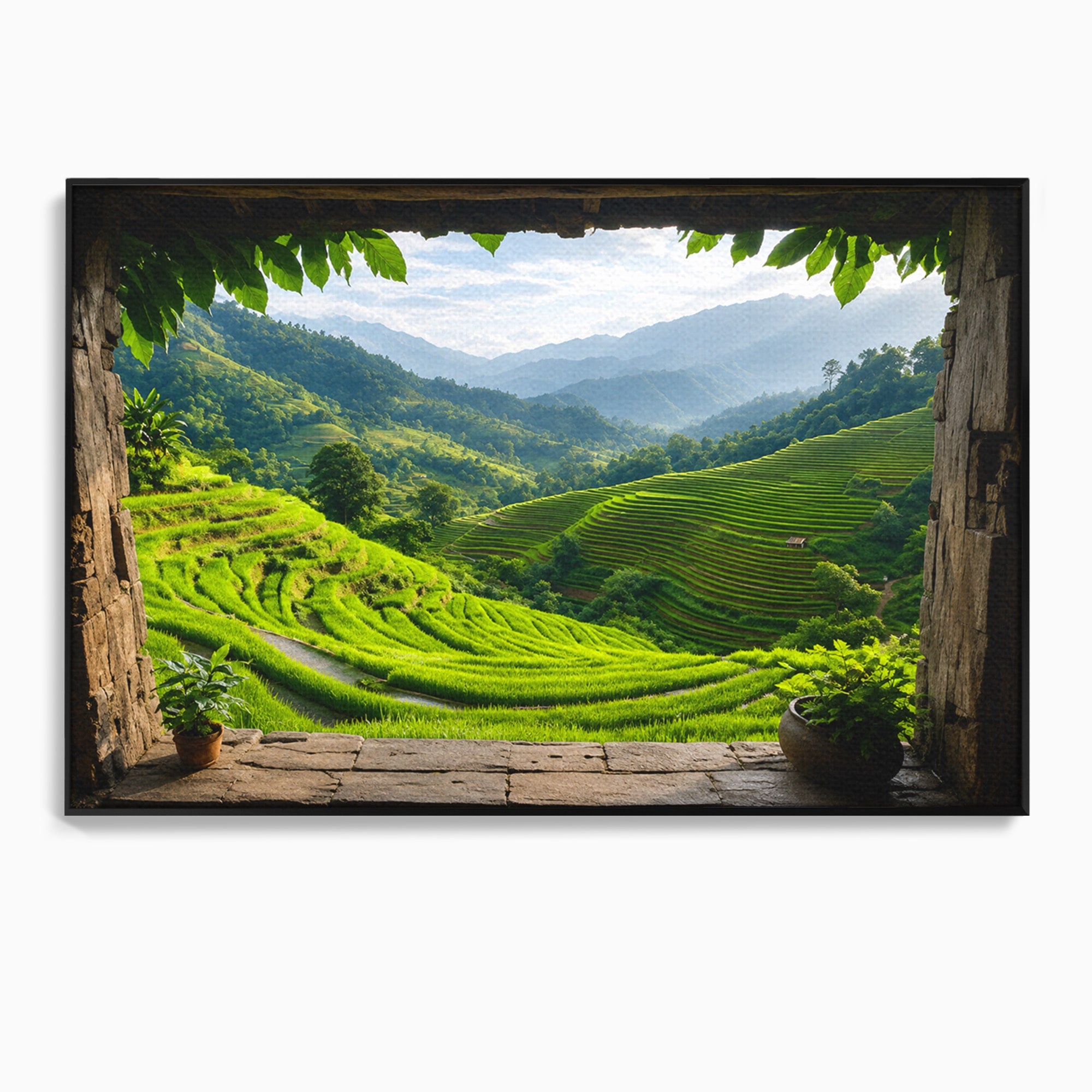 Tablou Canvas Premium LuxCanva® A1690, Terase Verzi Montane, Peisaj, Natura, Terase, Munti, Living, Dormitor, Culori Vibrante