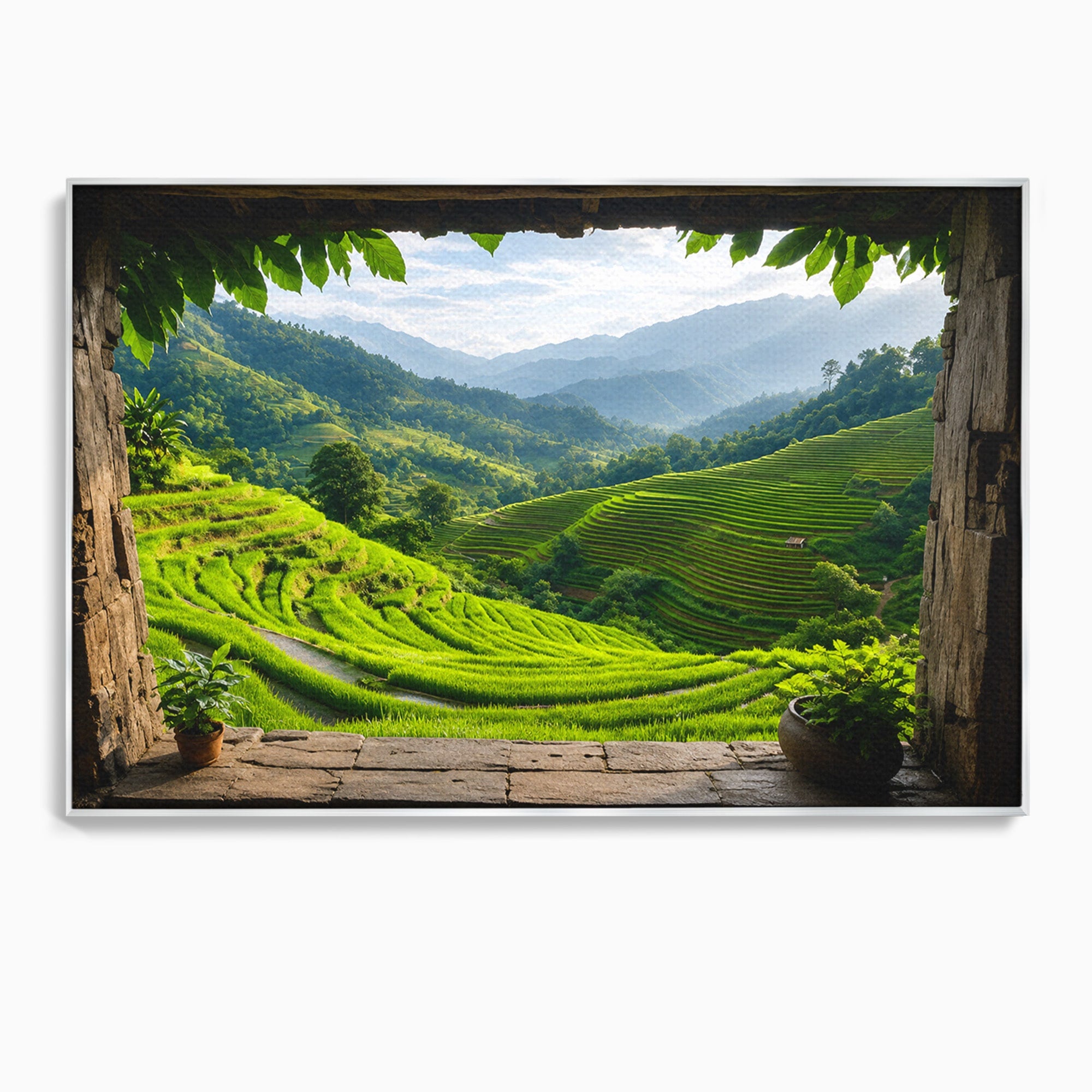 Tablou Canvas Premium LuxCanva® A1690, Terase Verzi Montane, Peisaj, Natura, Terase, Munti, Living, Dormitor, Culori Vibrante