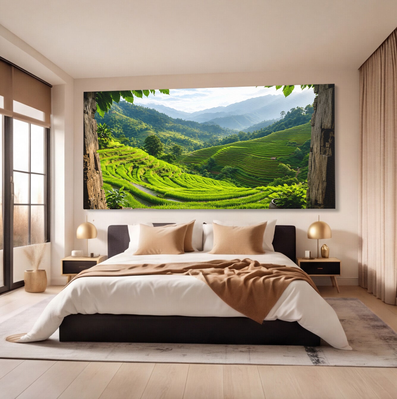 Tablou Canvas Premium LuxCanva® A1690, Terase Verzi Montane, Peisaj, Natura, Terase, Munti, Living, Dormitor, Culori Vibrante