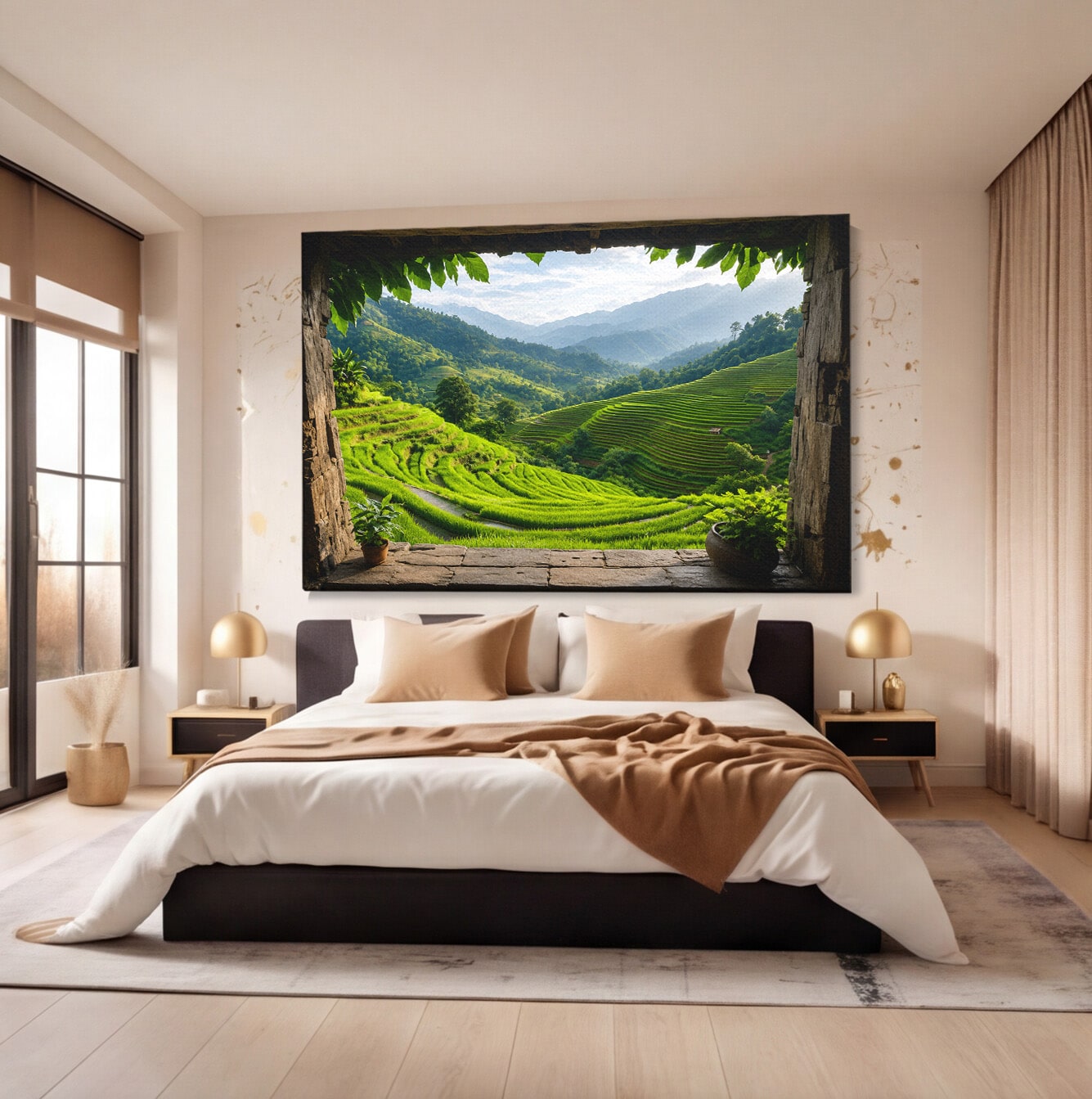 Tablou Canvas Premium LuxCanva® A1690, Terase Verzi Montane, Peisaj, Natura, Terase, Munti, Living, Dormitor, Culori Vibrante