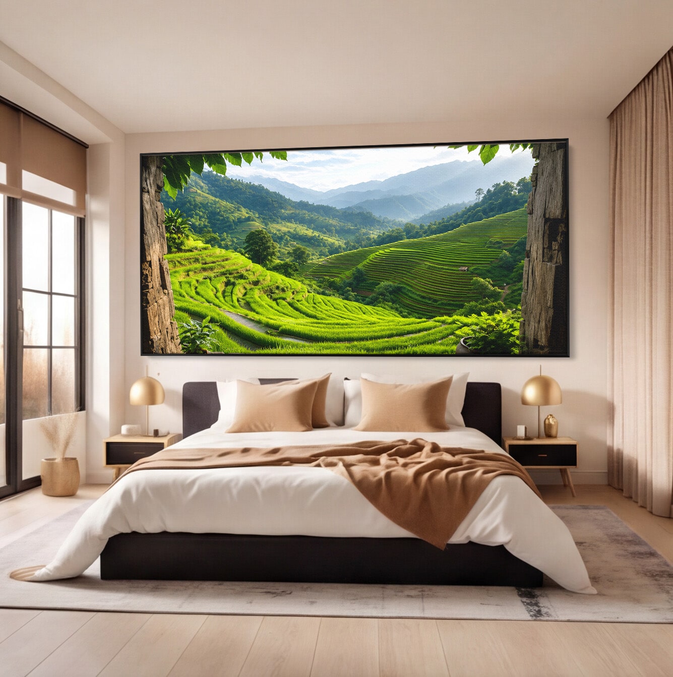 Tablou Canvas Premium LuxCanva® A1690, Terase Verzi Montane, Peisaj, Natura, Terase, Munti, Living, Dormitor, Culori Vibrante
