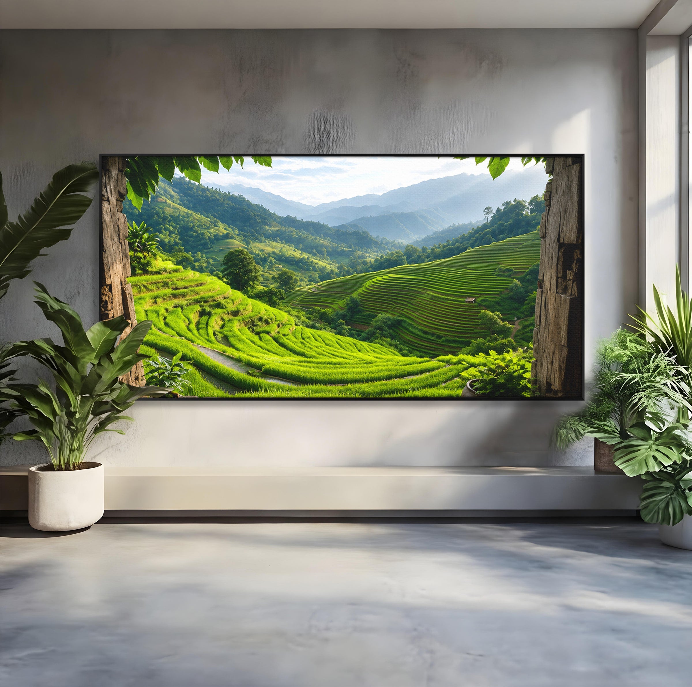 Tablou Canvas Premium LuxCanva® A1690, Terase Verzi Montane, Peisaj, Natura, Terase, Munti, Living, Dormitor, Culori Vibrante