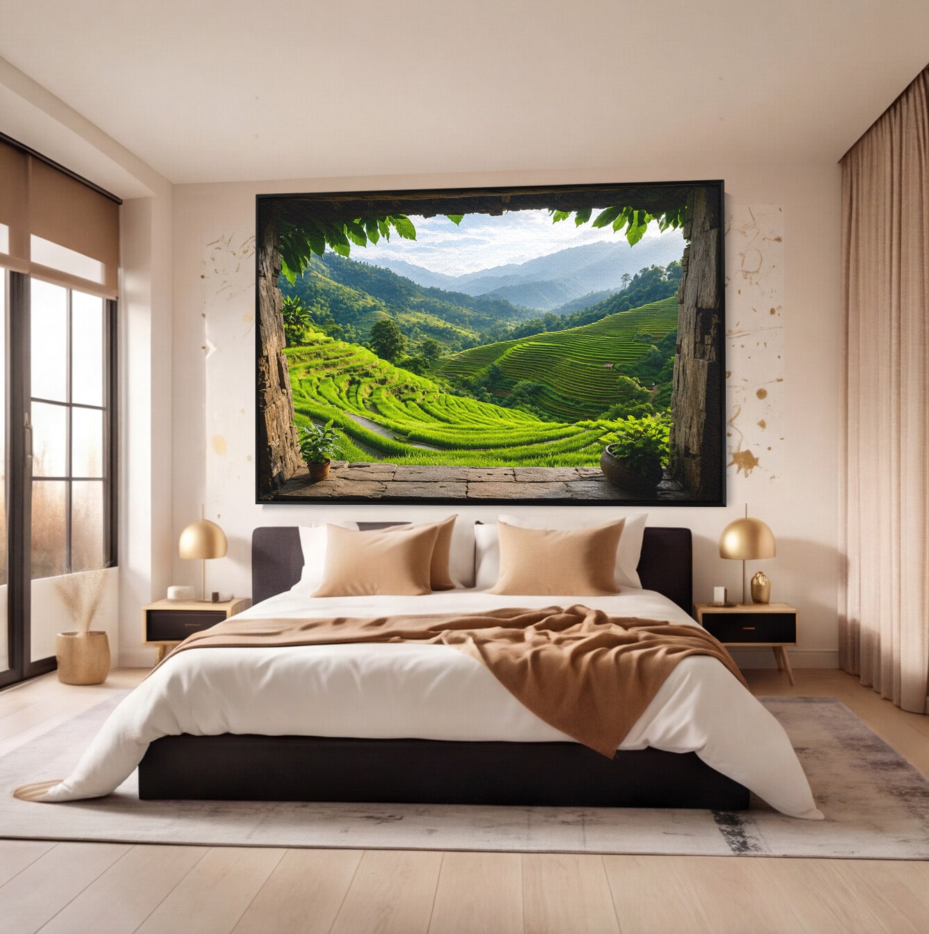 Tablou Canvas Premium LuxCanva® A1690, Terase Verzi Montane, Peisaj, Natura, Terase, Munti, Living, Dormitor, Culori Vibrante
