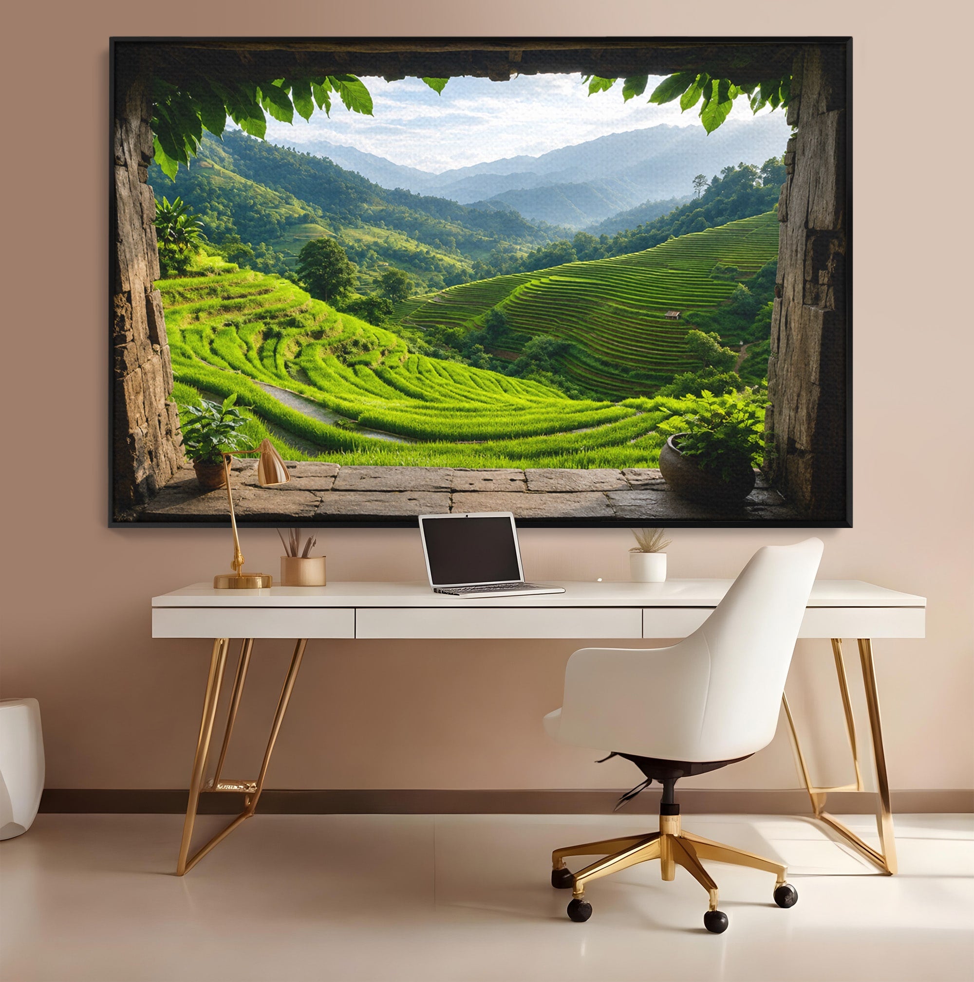 Tablou Canvas Premium LuxCanva® A1690, Terase Verzi Montane, Peisaj, Natura, Terase, Munti, Living, Dormitor, Culori Vibrante