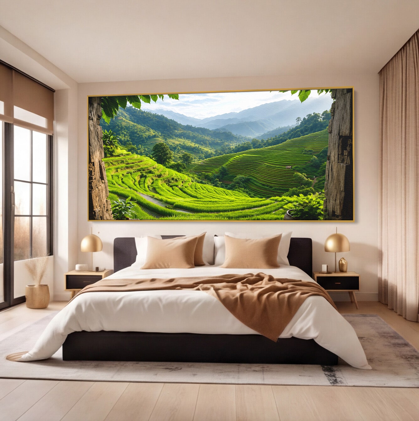 Tablou Canvas Premium LuxCanva® A1690, Terase Verzi Montane, Peisaj, Natura, Terase, Munti, Living, Dormitor, Culori Vibrante