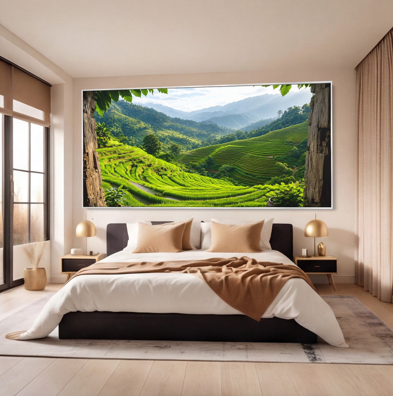 Tablou Canvas Premium LuxCanva® A1690, Terase Verzi Montane, Peisaj, Natura, Terase, Munti, Living, Dormitor, Culori Vibrante