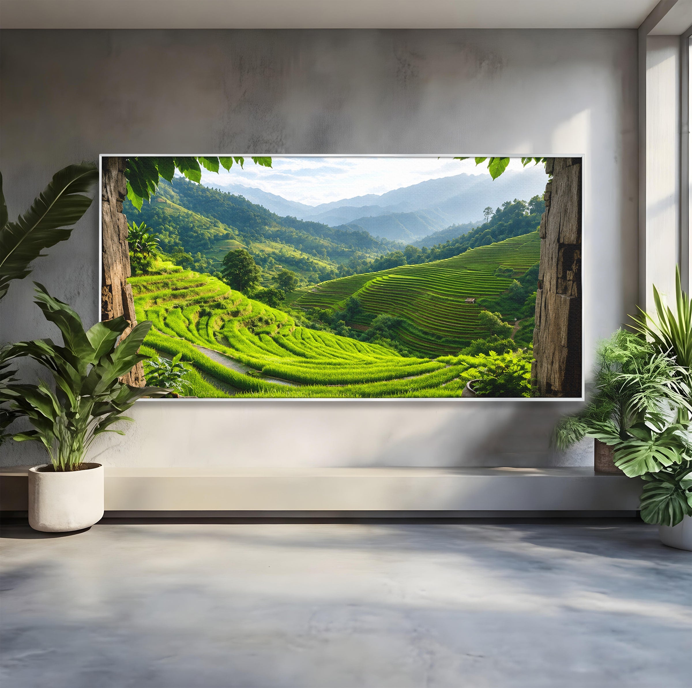 Tablou Canvas Premium LuxCanva® A1690, Terase Verzi Montane, Peisaj, Natura, Terase, Munti, Living, Dormitor, Culori Vibrante