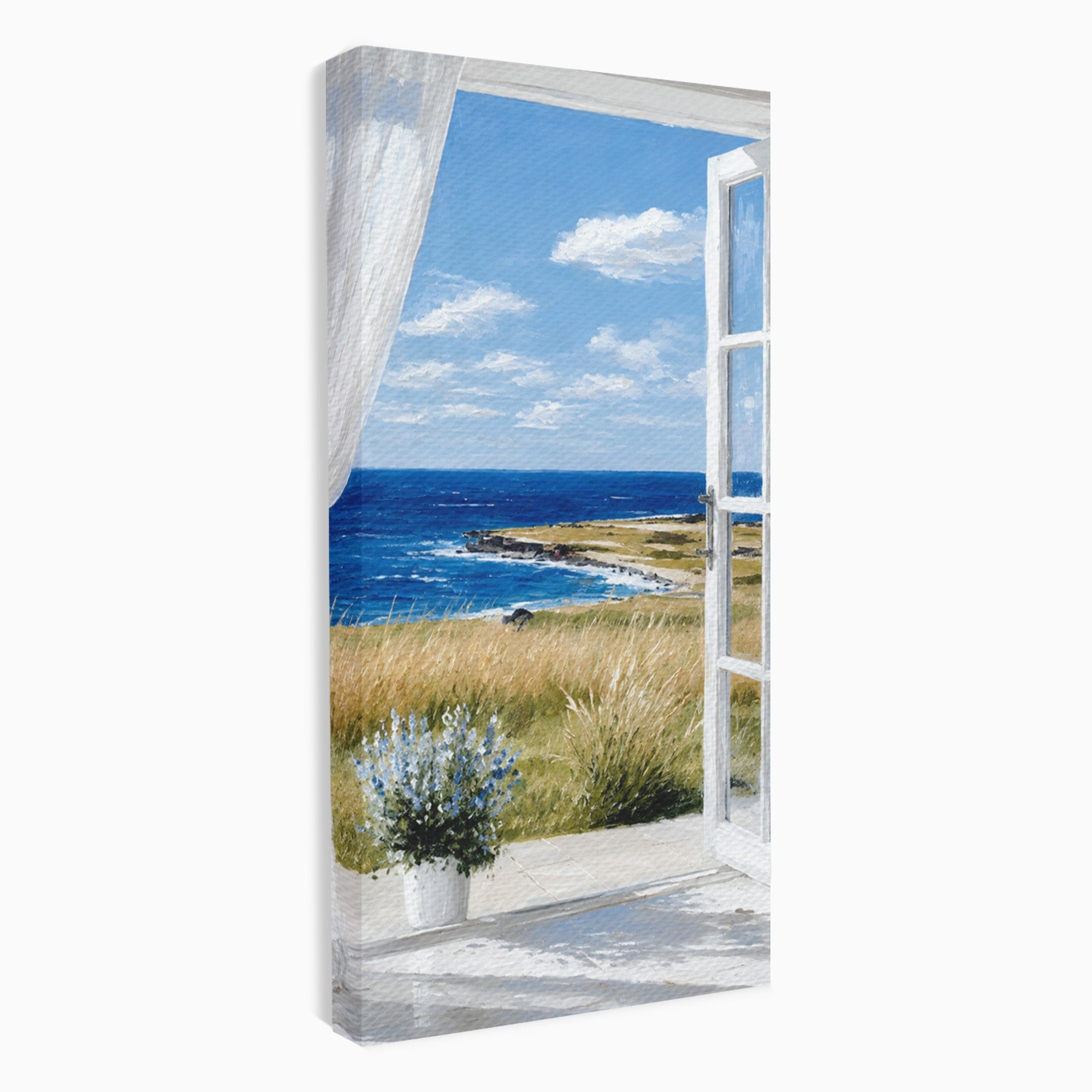 Tablou Canvas Premium LuxCanva® A1691, Vedere Spre Mare, Peisaj, Mare, Fereastra, Living, Relaxare, Culori Vibrante
