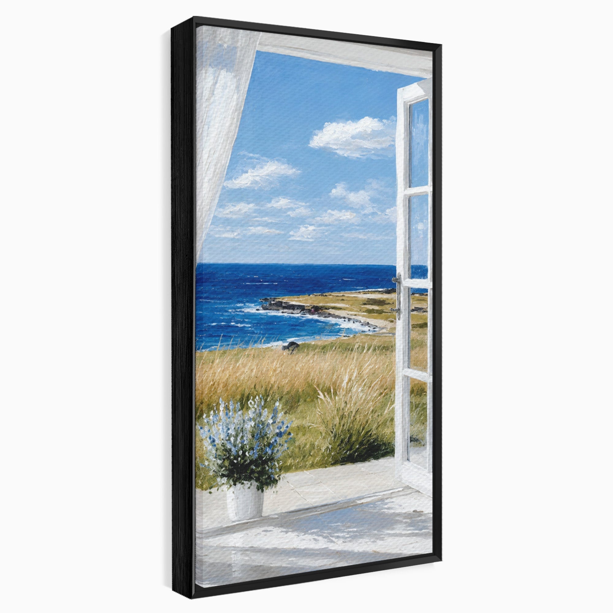 Tablou Canvas Premium LuxCanva® A1691, Vedere Spre Mare, Peisaj, Mare, Fereastra, Living, Relaxare, Culori Vibrante