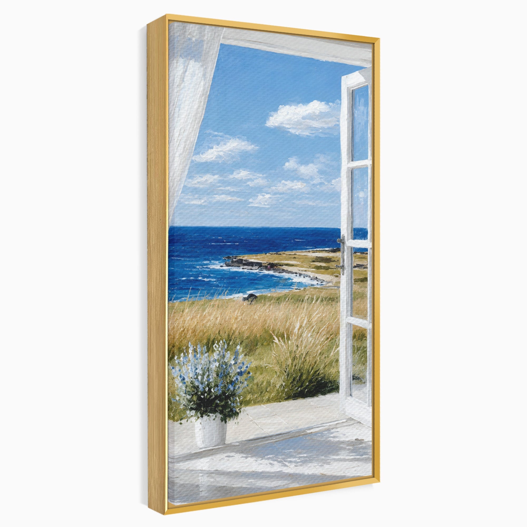 Tablou Canvas Premium LuxCanva® A1691, Vedere Spre Mare, Peisaj, Mare, Fereastra, Living, Relaxare, Culori Vibrante