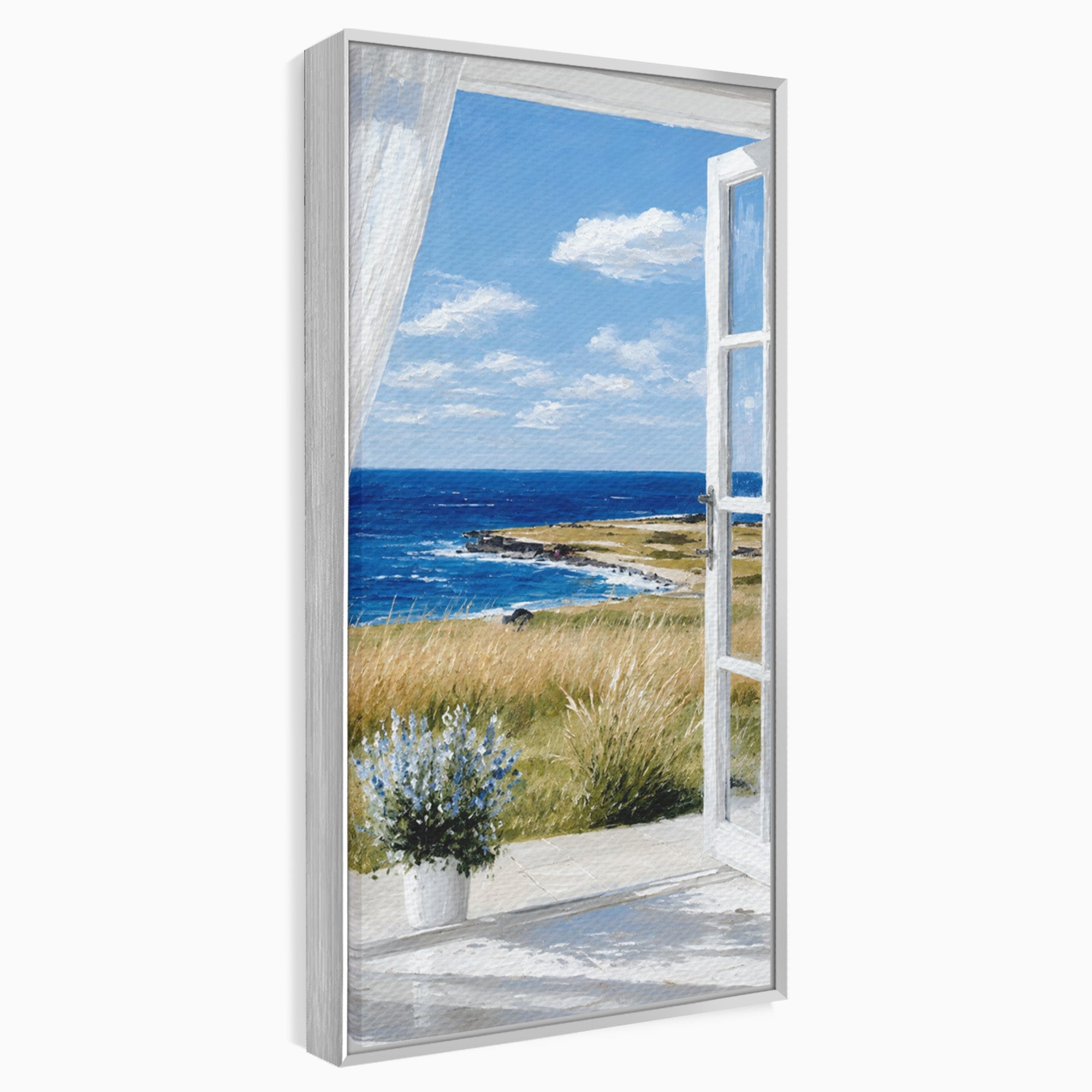 Tablou Canvas Premium LuxCanva® A1691, Vedere Spre Mare, Peisaj, Mare, Fereastra, Living, Relaxare, Culori Vibrante