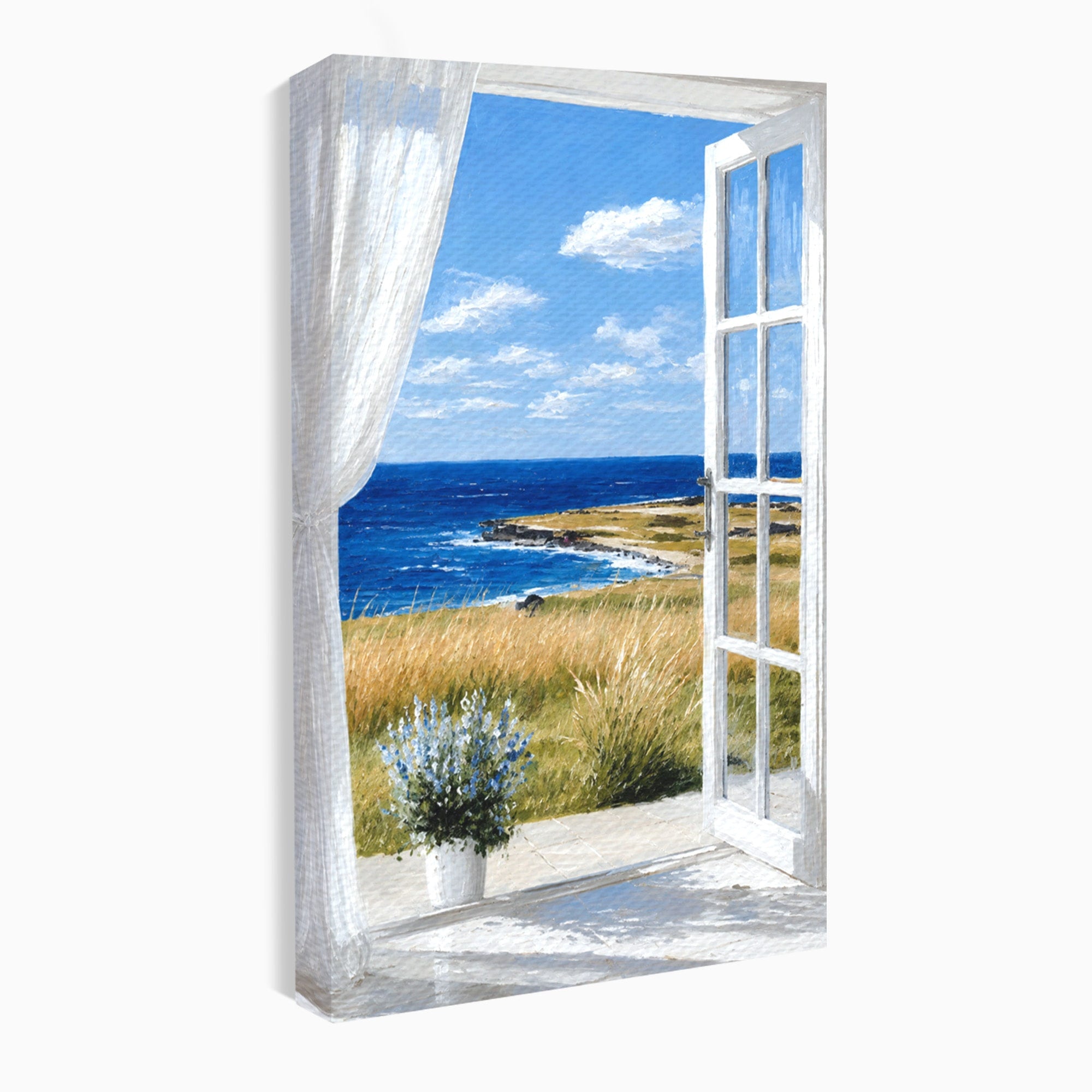 Tablou Canvas Premium LuxCanva® A1691, Vedere Spre Mare, Peisaj, Mare, Fereastra, Living, Relaxare, Culori Vibrante