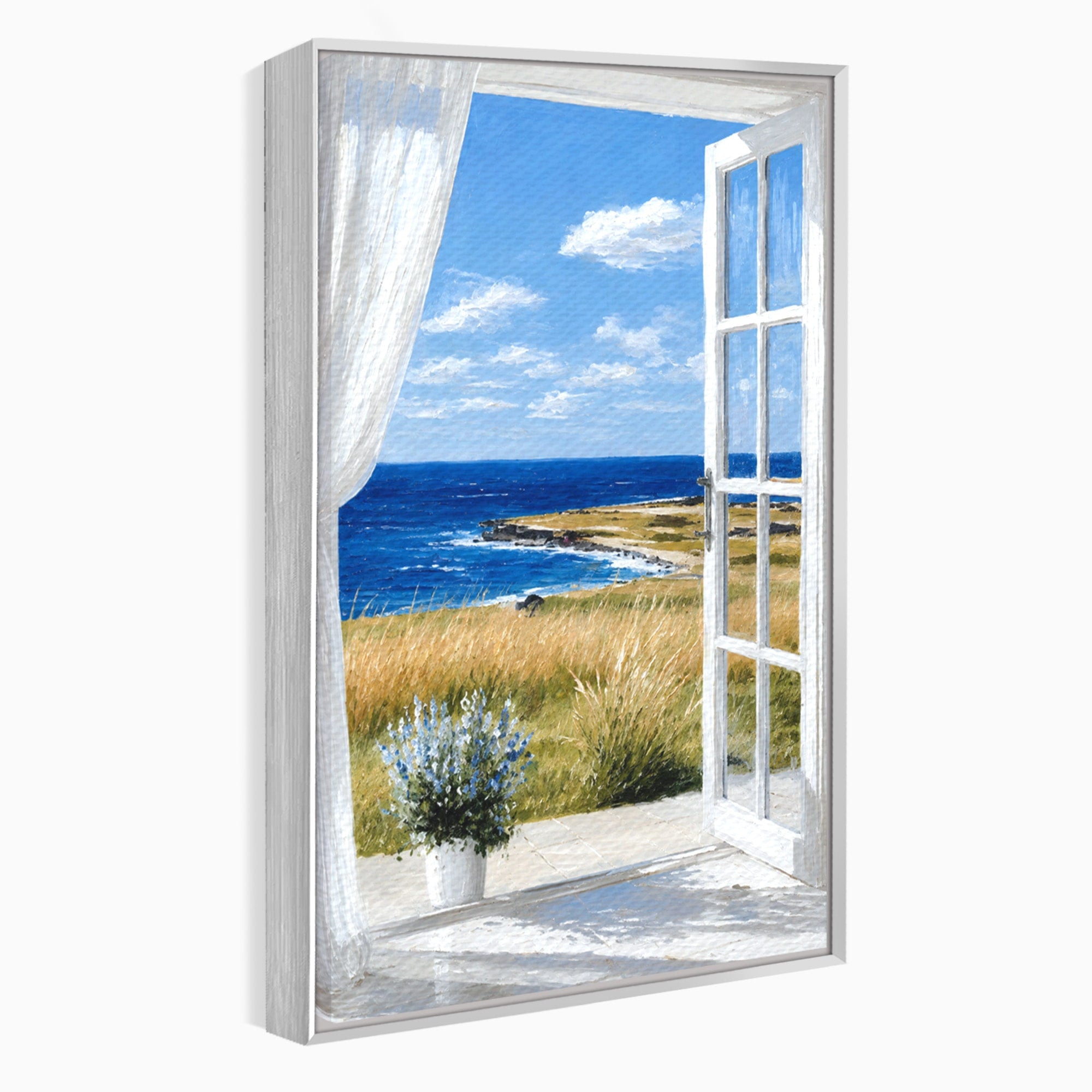 Tablou Canvas Premium LuxCanva® A1691, Vedere Spre Mare, Peisaj, Mare, Fereastra, Living, Relaxare, Culori Vibrante