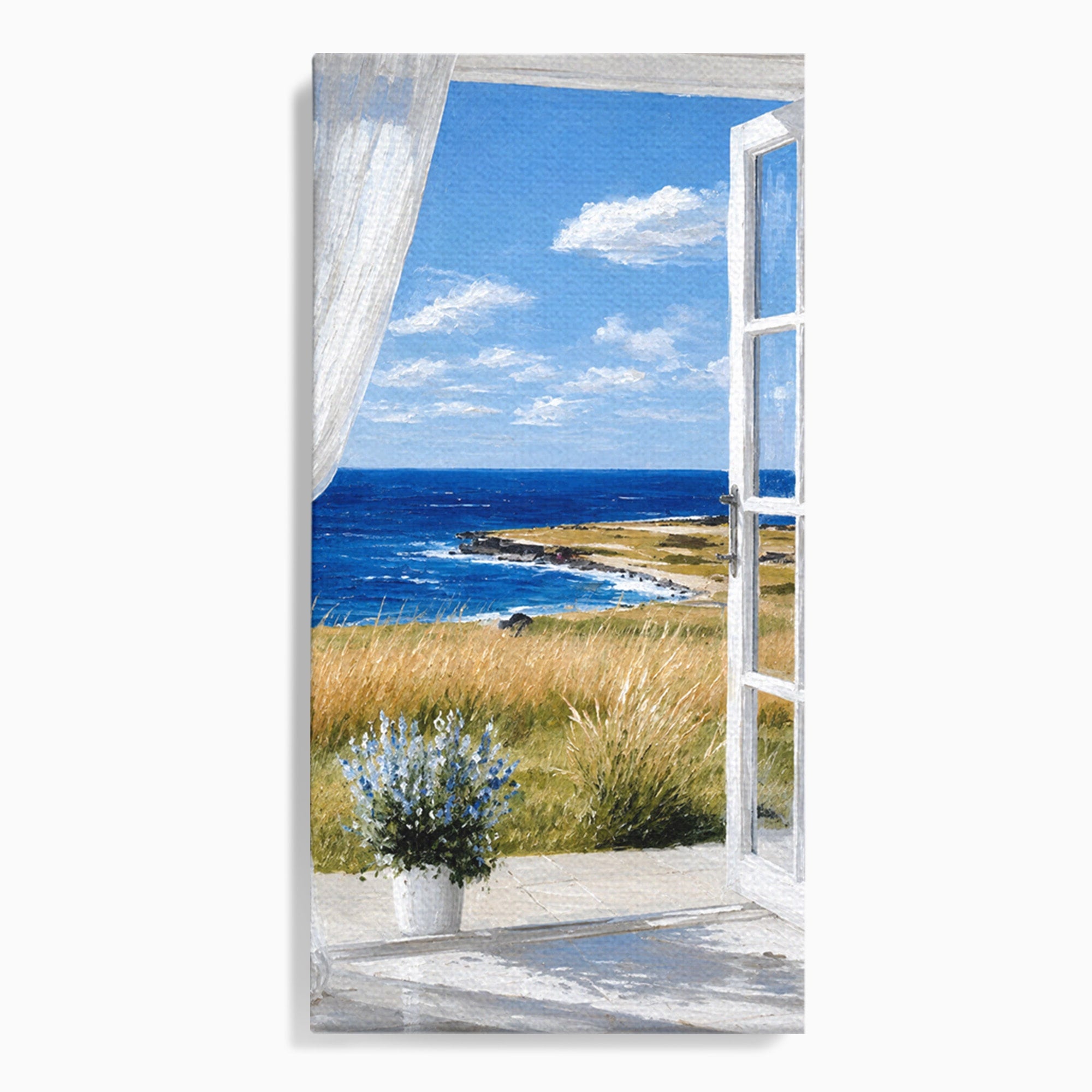 Tablou Canvas Premium LuxCanva® A1691, Vedere Spre Mare, Peisaj, Mare, Fereastra, Living, Relaxare, Culori Vibrante