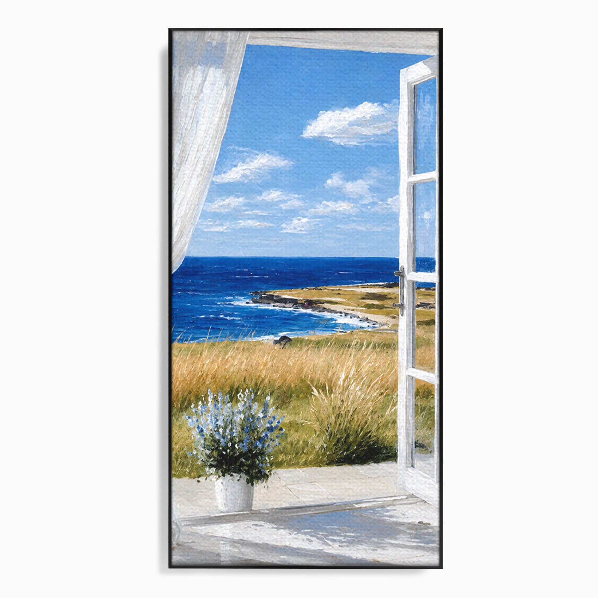 Tablou Canvas Premium LuxCanva® A1691, Vedere Spre Mare, Peisaj, Mare, Fereastra, Living, Relaxare, Culori Vibrante