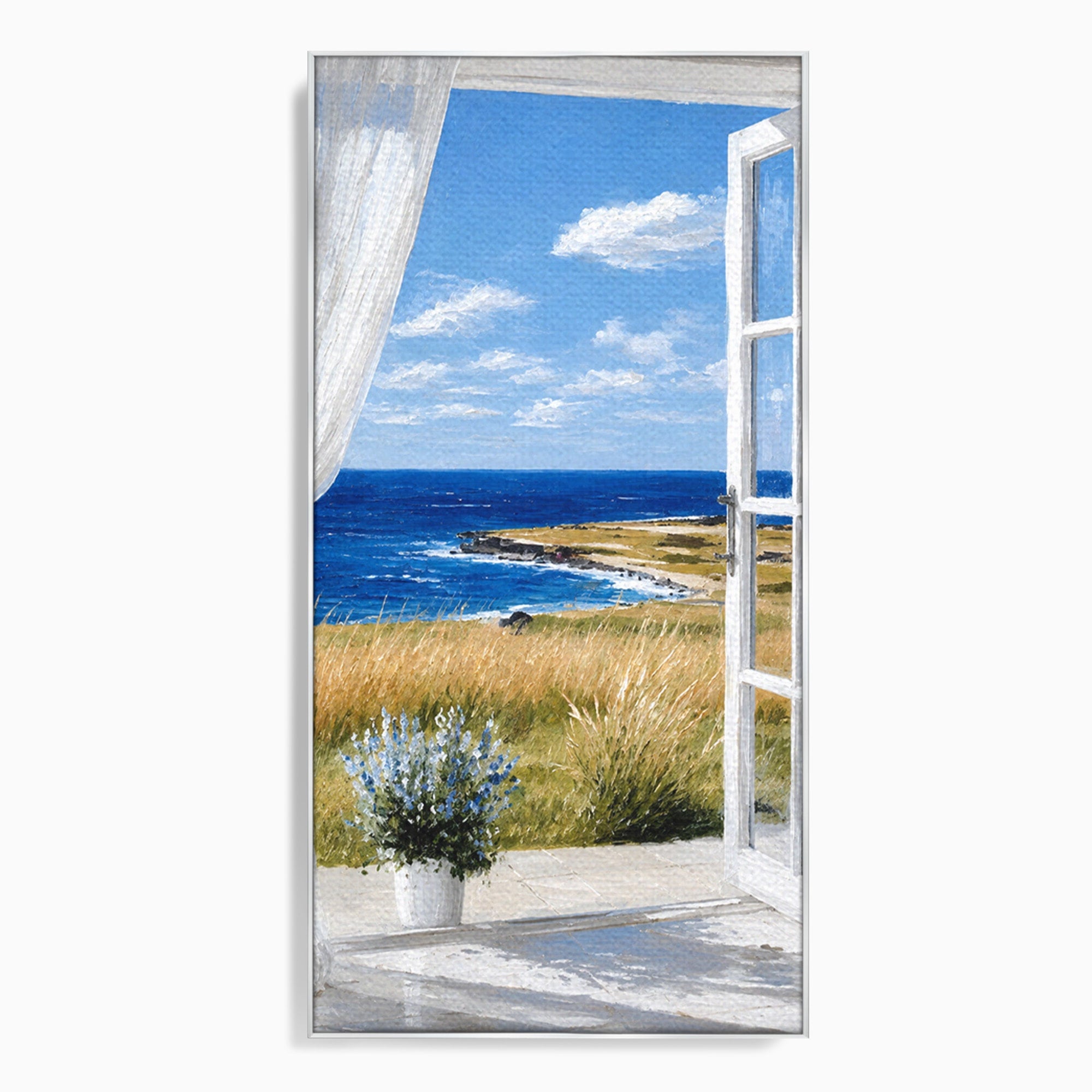 Tablou Canvas Premium LuxCanva® A1691, Vedere Spre Mare, Peisaj, Mare, Fereastra, Living, Relaxare, Culori Vibrante